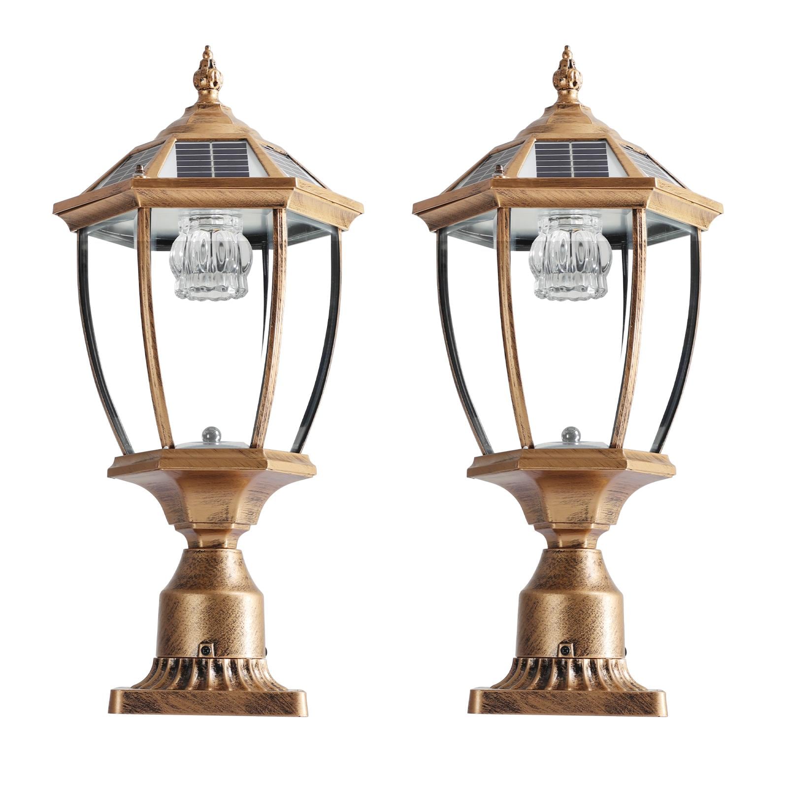 Bayfeve BFLCM-3341-LT Vintage Solar Lights 20.1-in Bronze Glam Solar Outdoor Light post lantern with Dusk-to Dawn Sensor