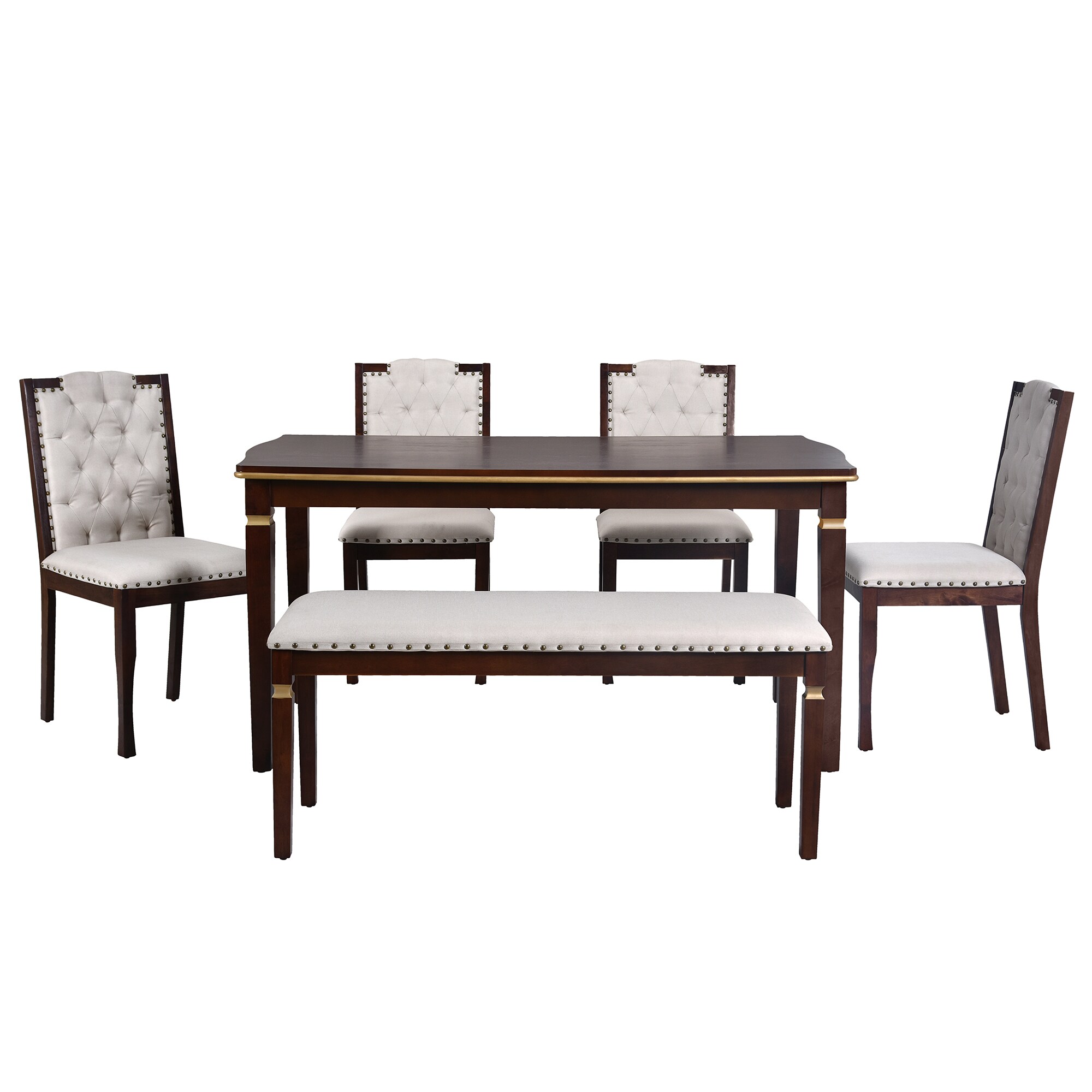 Bybafun YA0100224 Espresso Contemporary/Modern Dining Room Set with Rectangular Table ( Seats 6 )