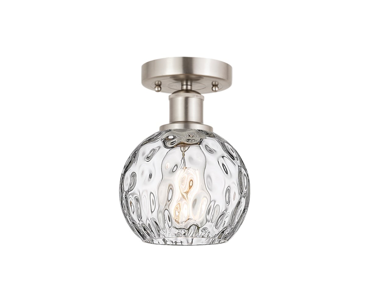 Innovations Lighting 616-1F-SN-G1215-6 Athens Water Glass 1 -Light 6-in Brushed Nickel Flush Mount Light