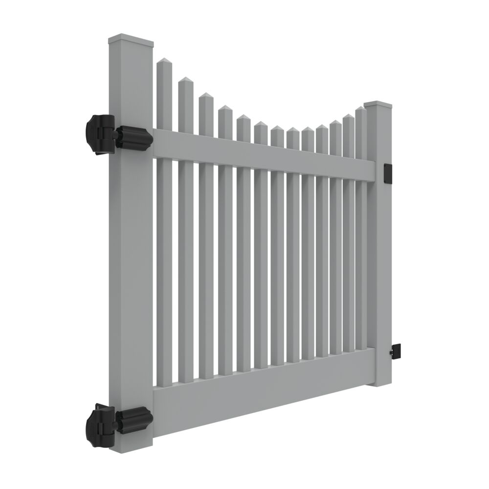 Freedom Keswick Scallop 4-ft H x 5-ft W Gray Vinyl Fence Gate at Lowes.com