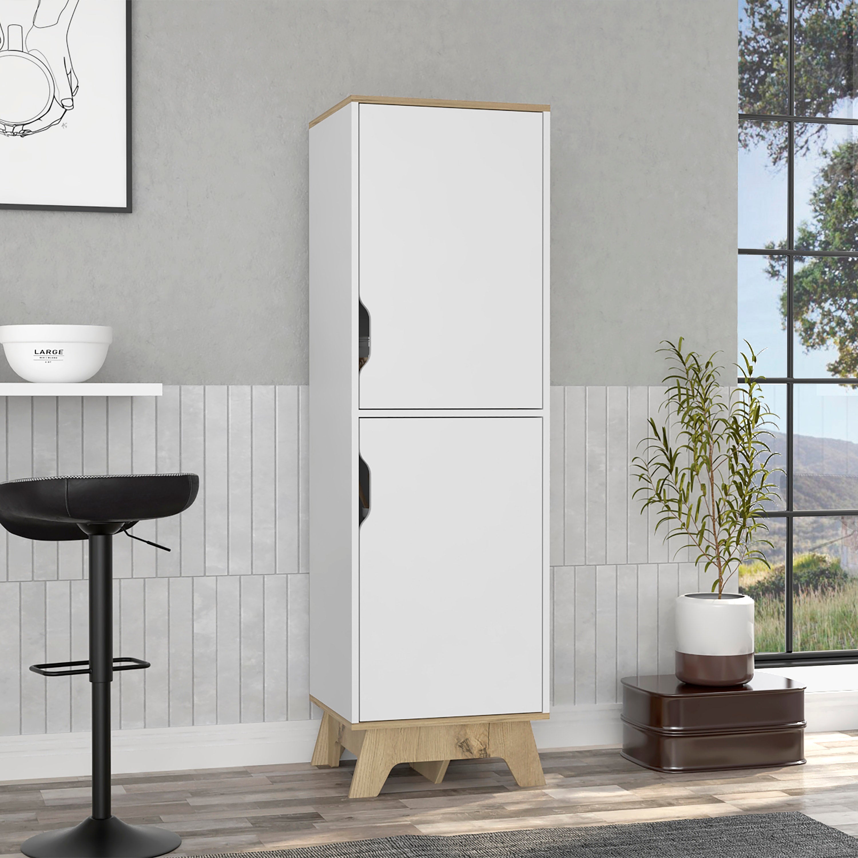 Runesay KI-70 White MDF Base with MDF Kitchen Cart ( 17.7-in x 15.7-in x 59.3-in )
