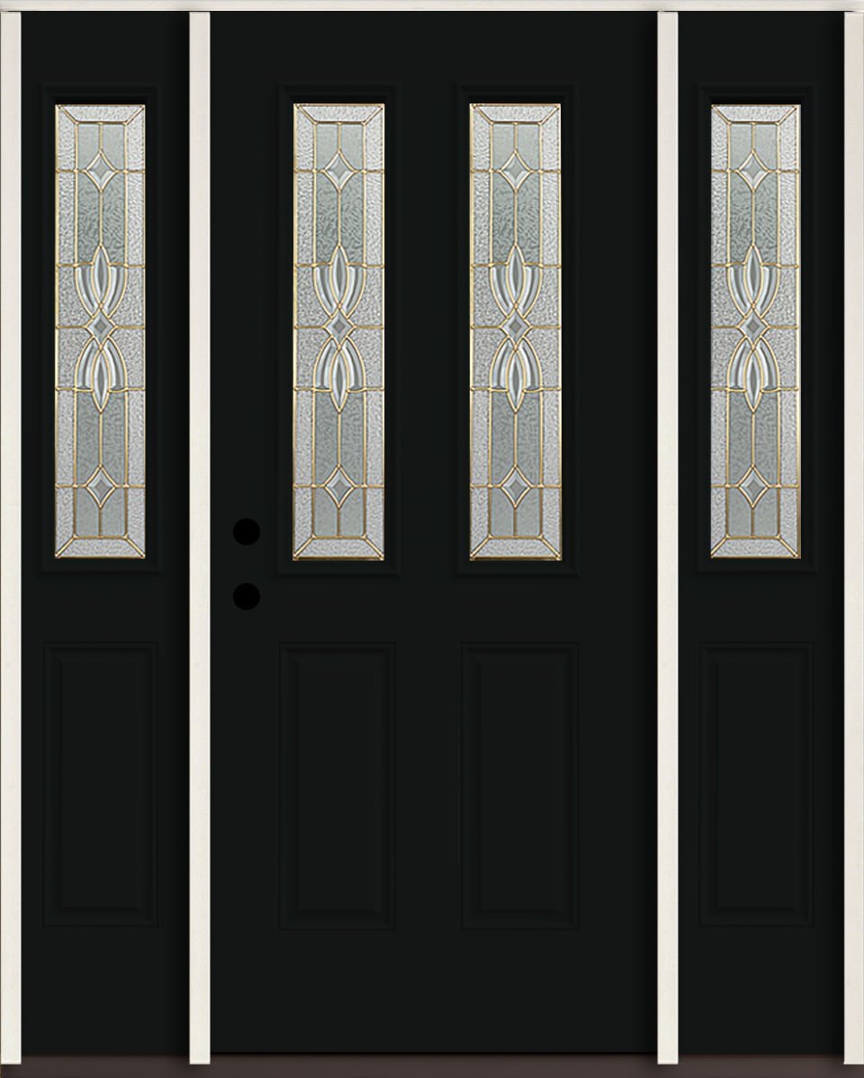 RELIABILT LO964249 Laurel 60-in x 80-in x 4-5/8-in Fiberglass Twin lite Right-hand inswing Peppercorn Paint Painted Prehung Front Door with Sidelights Insulating core