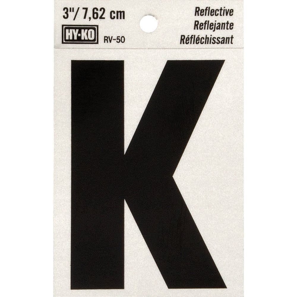 Hy-Ko 3 in Reflective Vinyl Letter K Self-Adhesive RV-50K