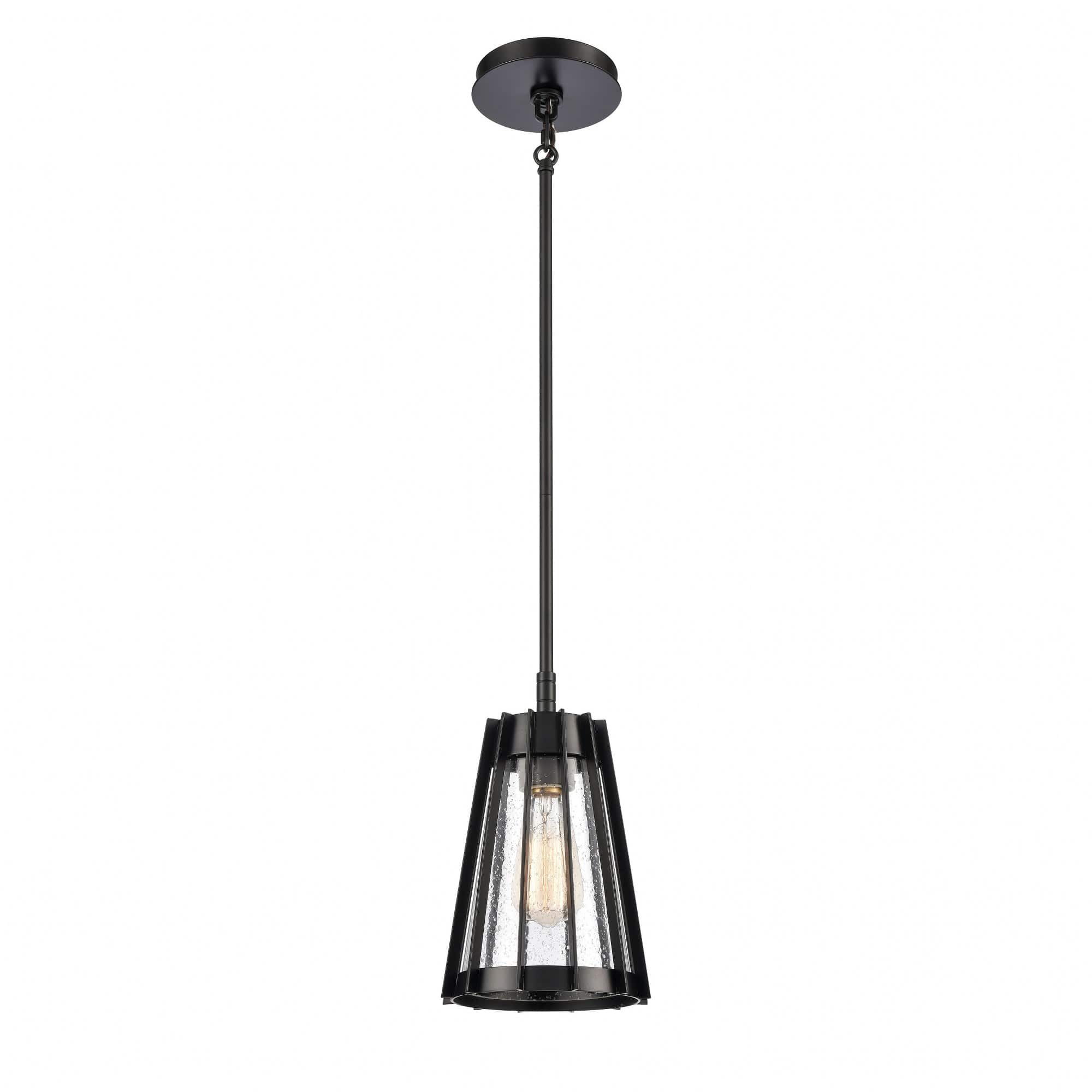 ELK Home Open Louvers 1 - Light Matte Black /  Black Contemporary / Craftsman / Industrial / Modern incandescent Glass & Metal Pendant Light