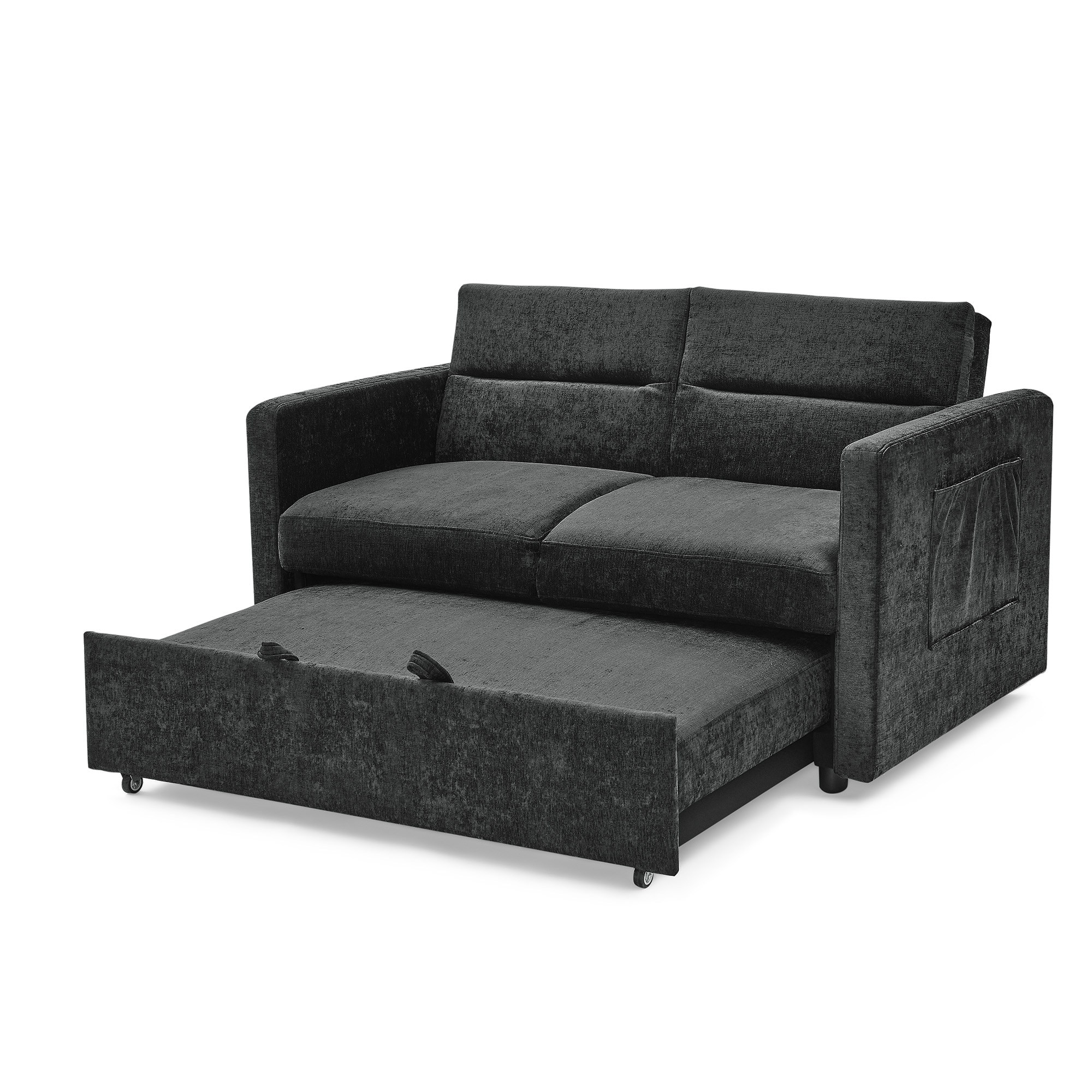 LIVIZA 54.5-in Modern Black Velvet 2-seater Reclining Sleeper In The ...