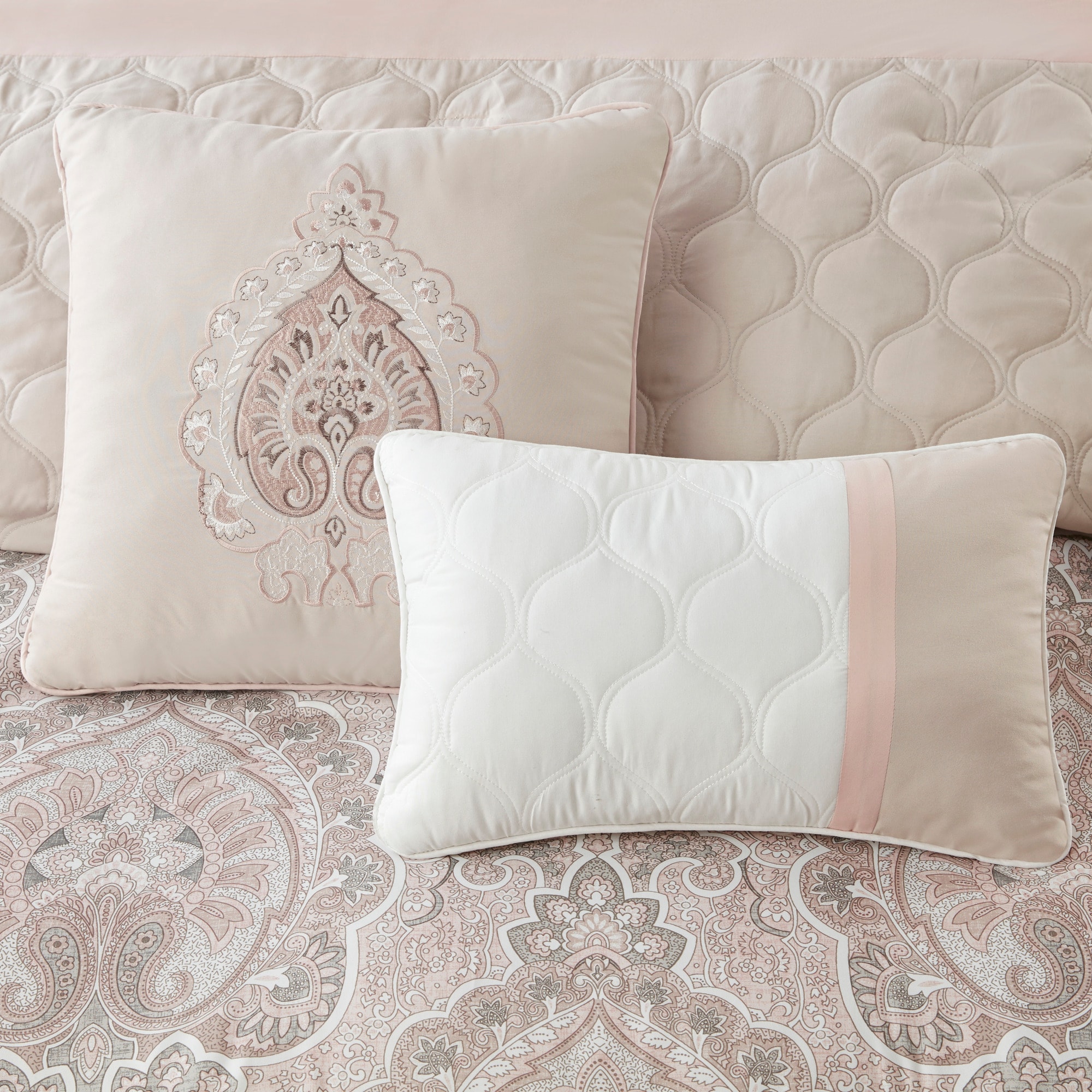 Blush Pink King Microfiber 8-Piece Bedspread Set