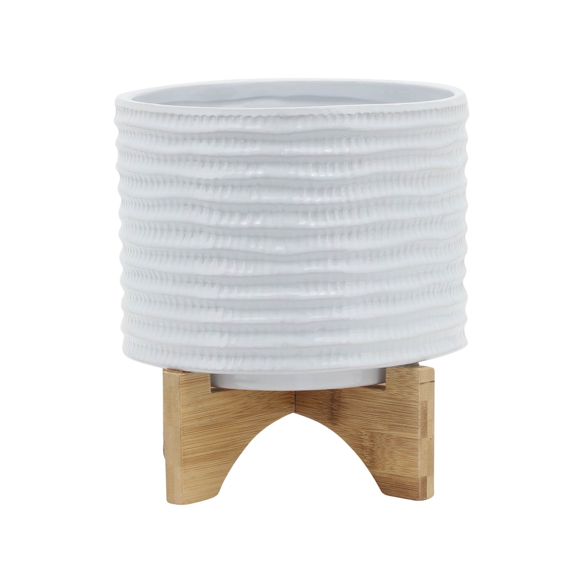 Siavonce XH06860 8.0-in W x 10-in H x 8-in D White Ceramic Indoor/Outdoor Planter