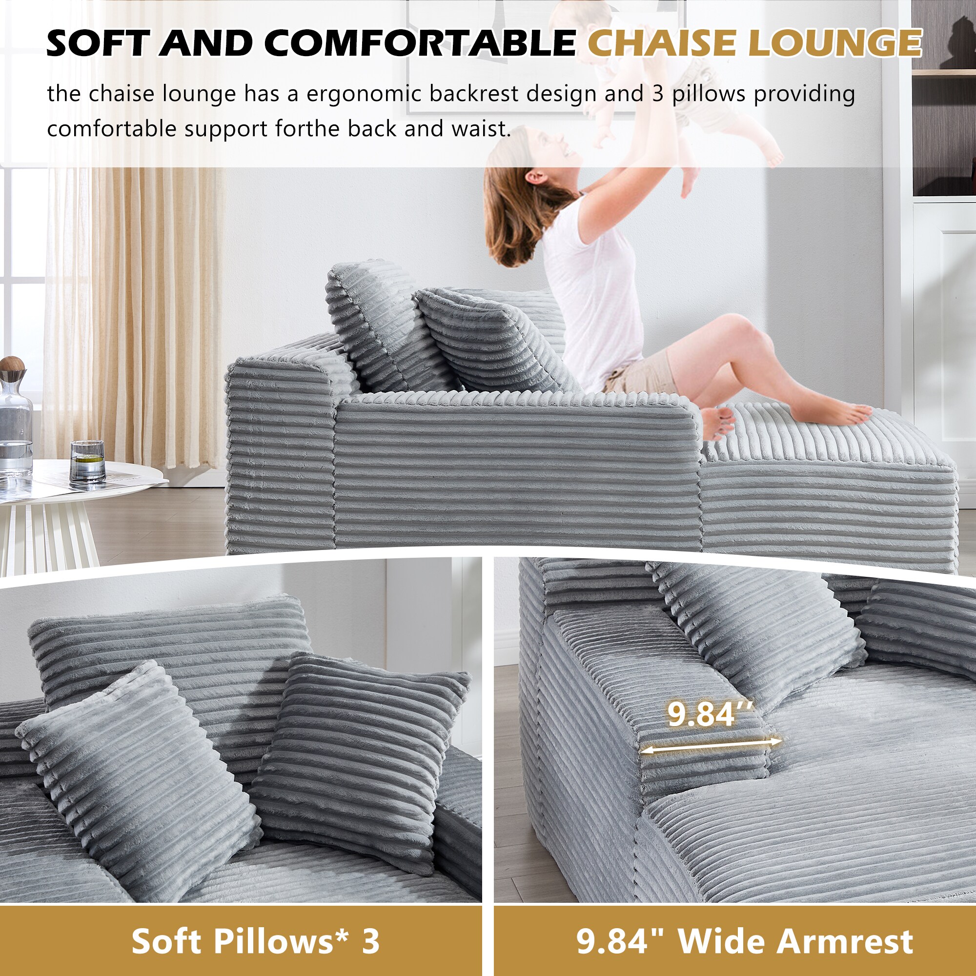 Hrinhom HC-D2041-GREY Chaises-Settees - View #9