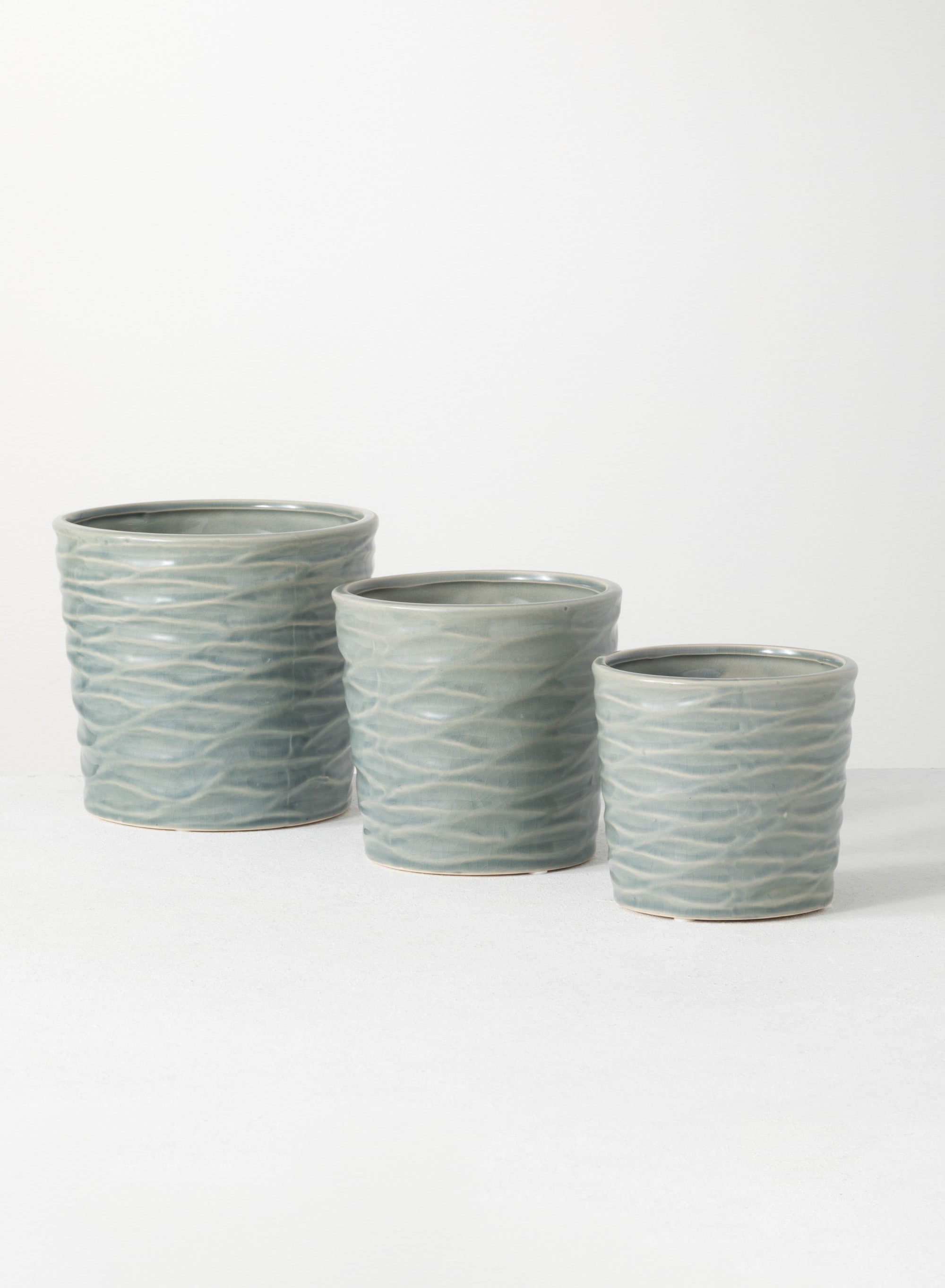 Sullivans CM2948 3 -Pack Round 5.75-Inches W Small Blue Ceramic Indoor Planter