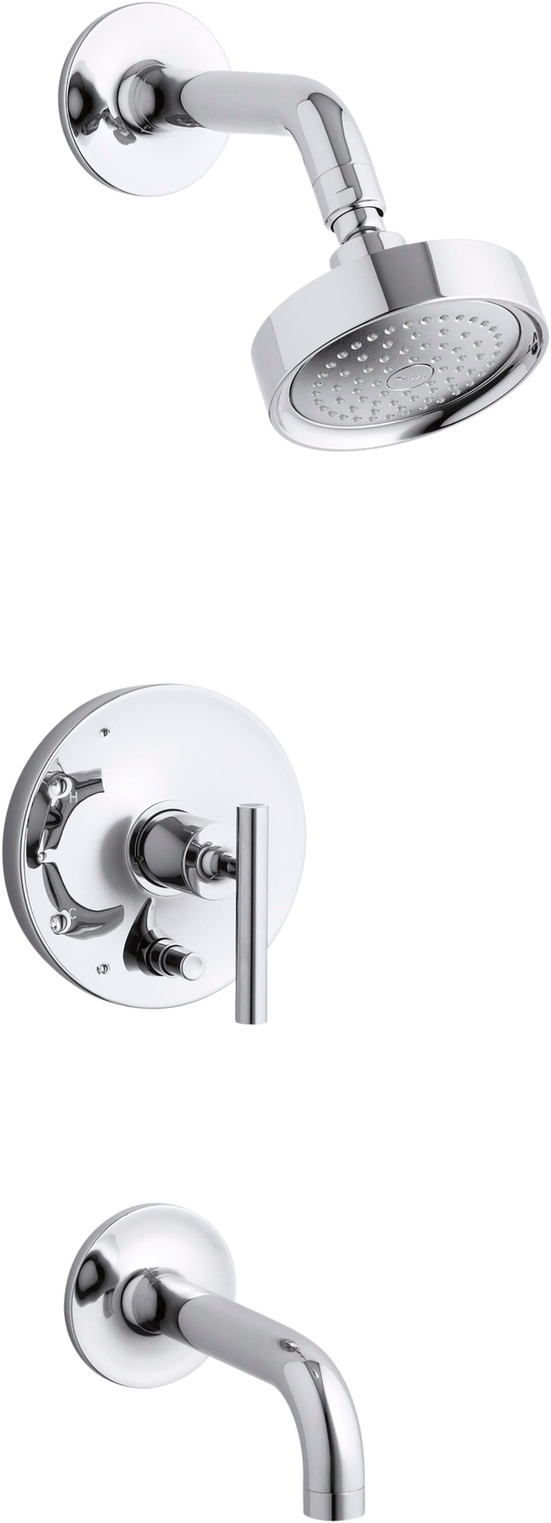 KOHLER T14421-4-CP Purist Polished chrome 1-handle Single function 5.47-Inches Round Bathtub and shower Faucet