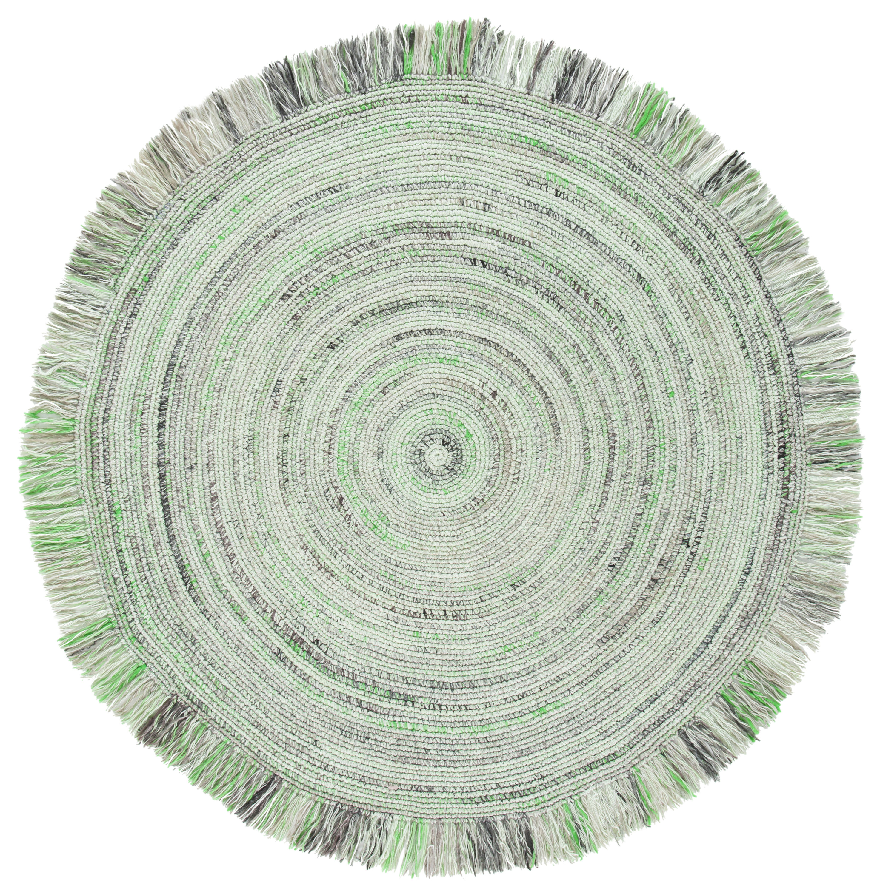 Safavieh BRD275Y-4R Braided Andrijana 4 x 4 (ft) Braided Polyester Green/Ivory Round Indoor Abstract Farmhouse/Cottage Area rug