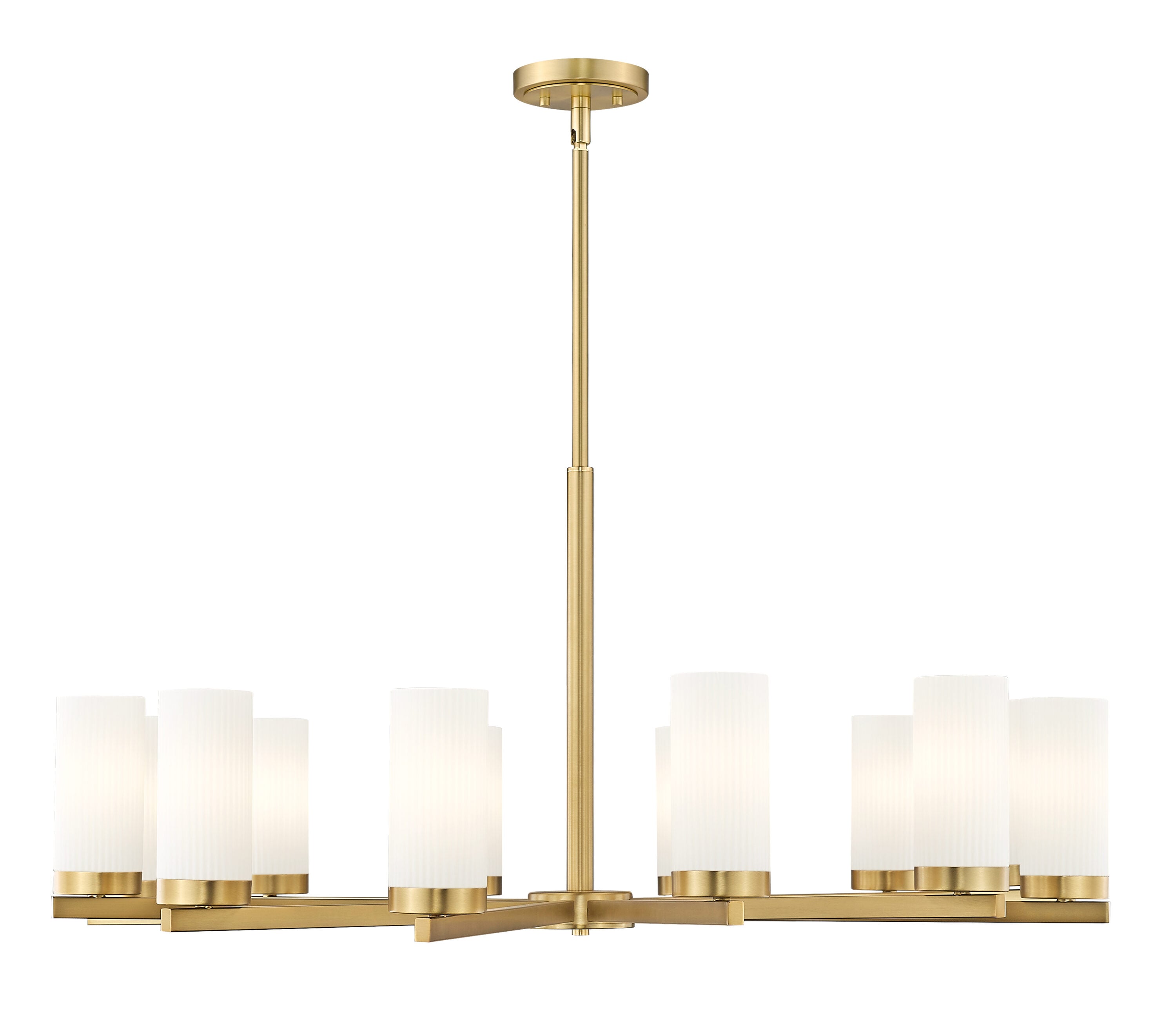 Modern Gold 12-Light Chandelier with Frosted Glass Shades
