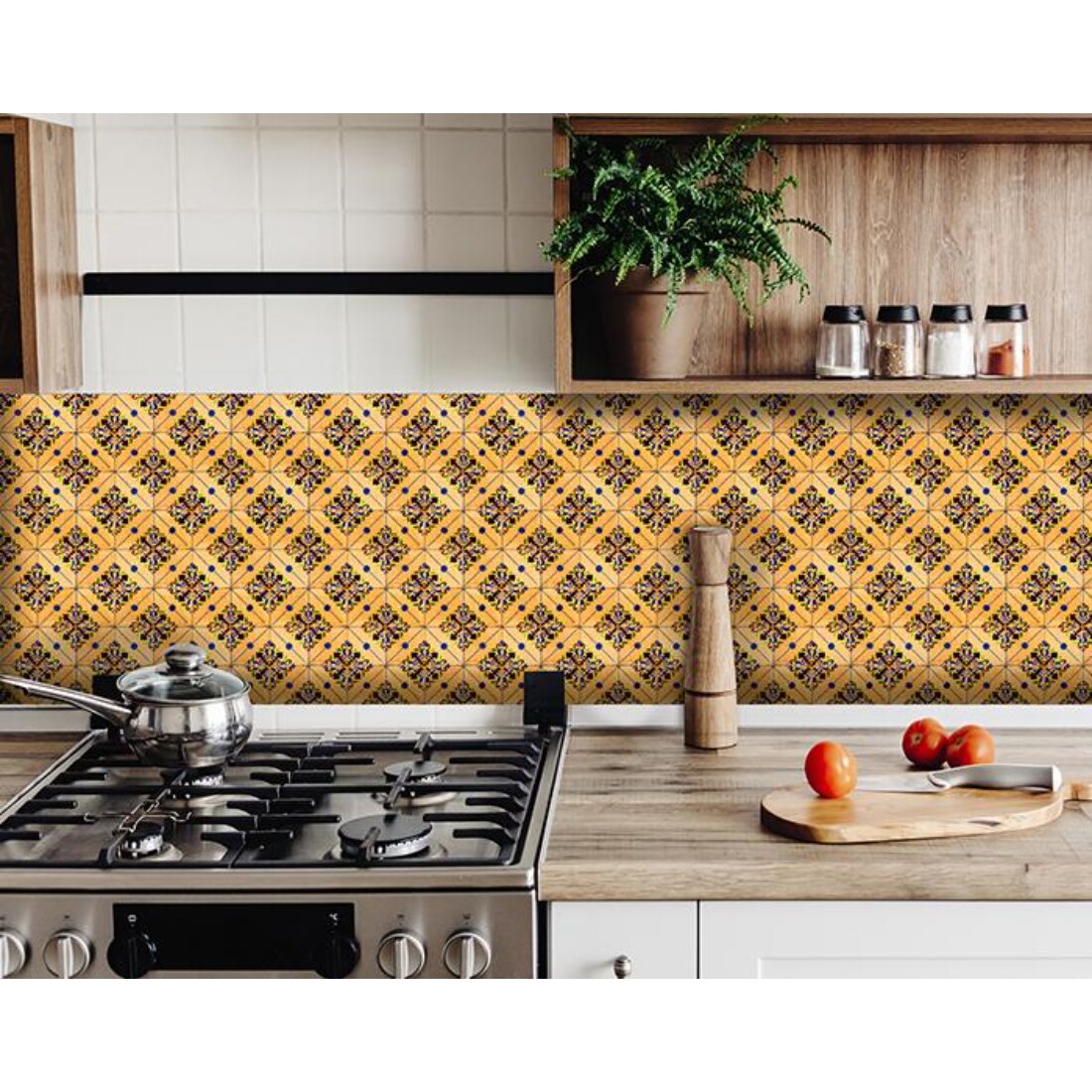 HomeRoots 4000400346 5 in. X 5 in. Golden Rio Removable  Peel and Stick Tiles