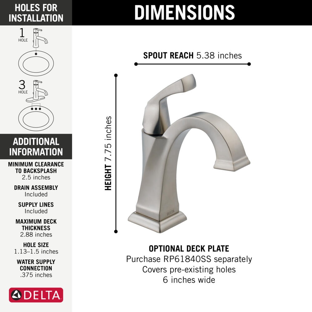 Dryden 7 3/4" Modern Stainless Steel Single Hole Bathroom Faucet