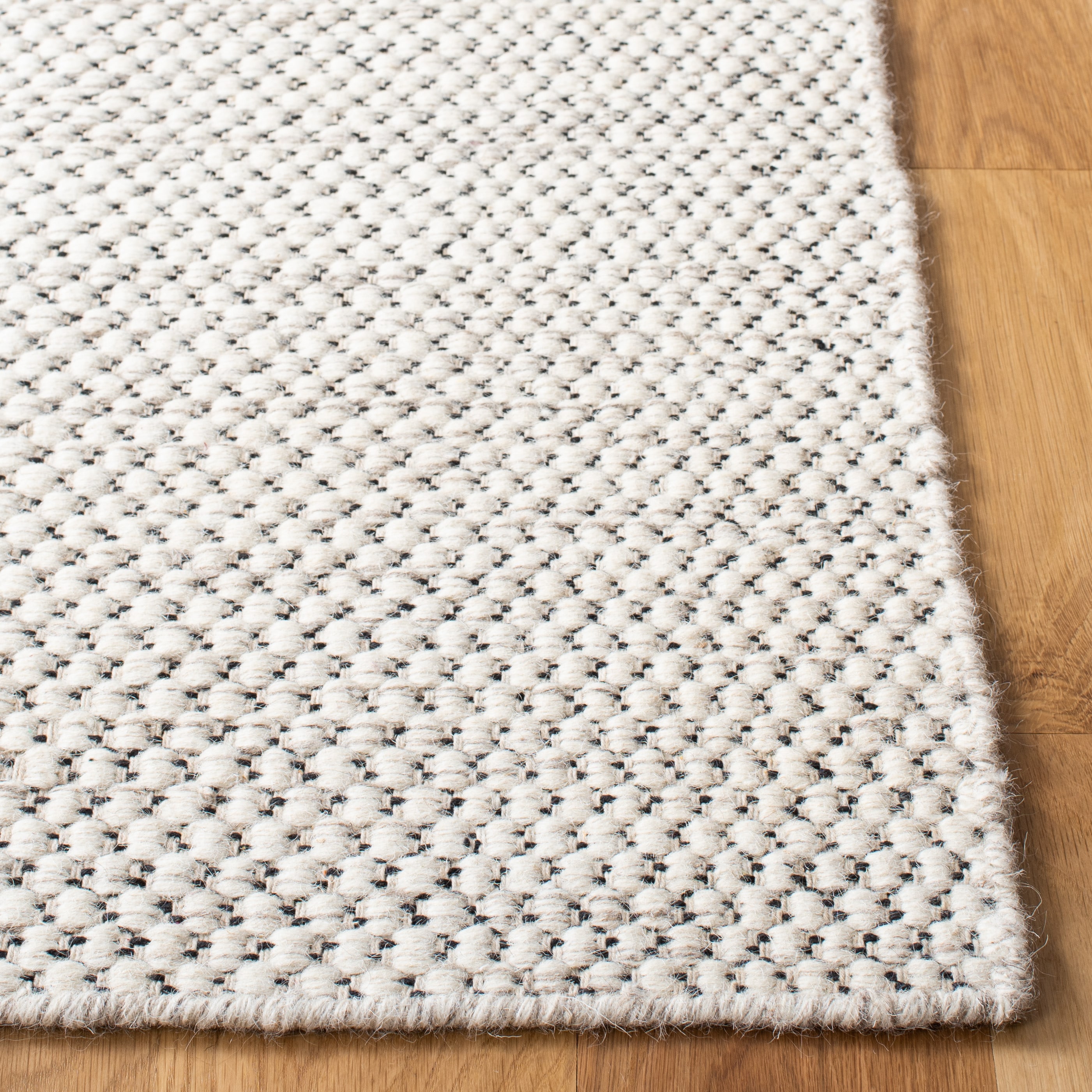Ivory Flat Woven Wool 8' x 10' Handmade Area Rug