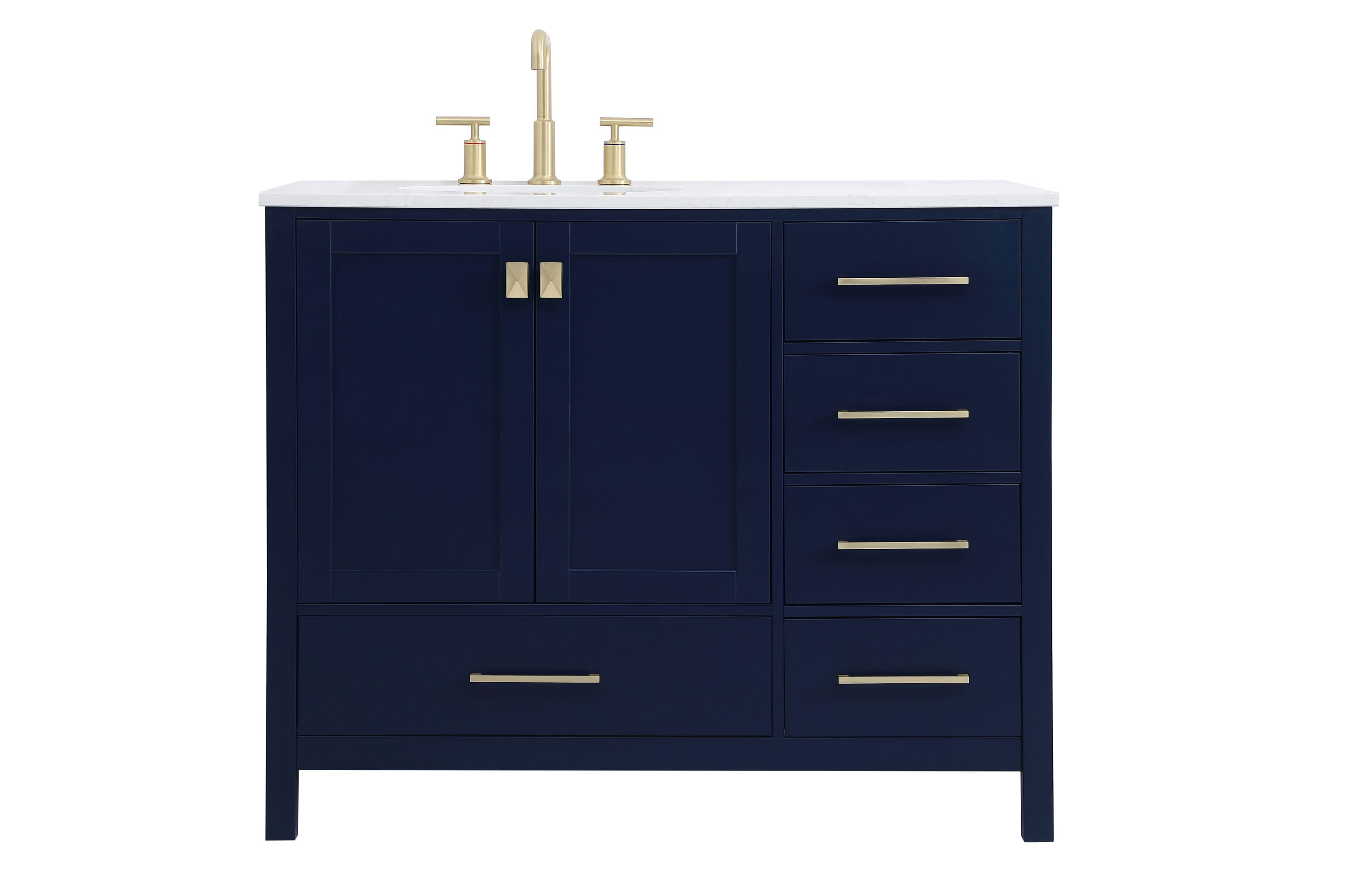 Elegant Decor FI56442BL First Impressions 42-in Blue Undermount Single sink Bathroom Vanity with Calacatta Quartz Engineered marble Top