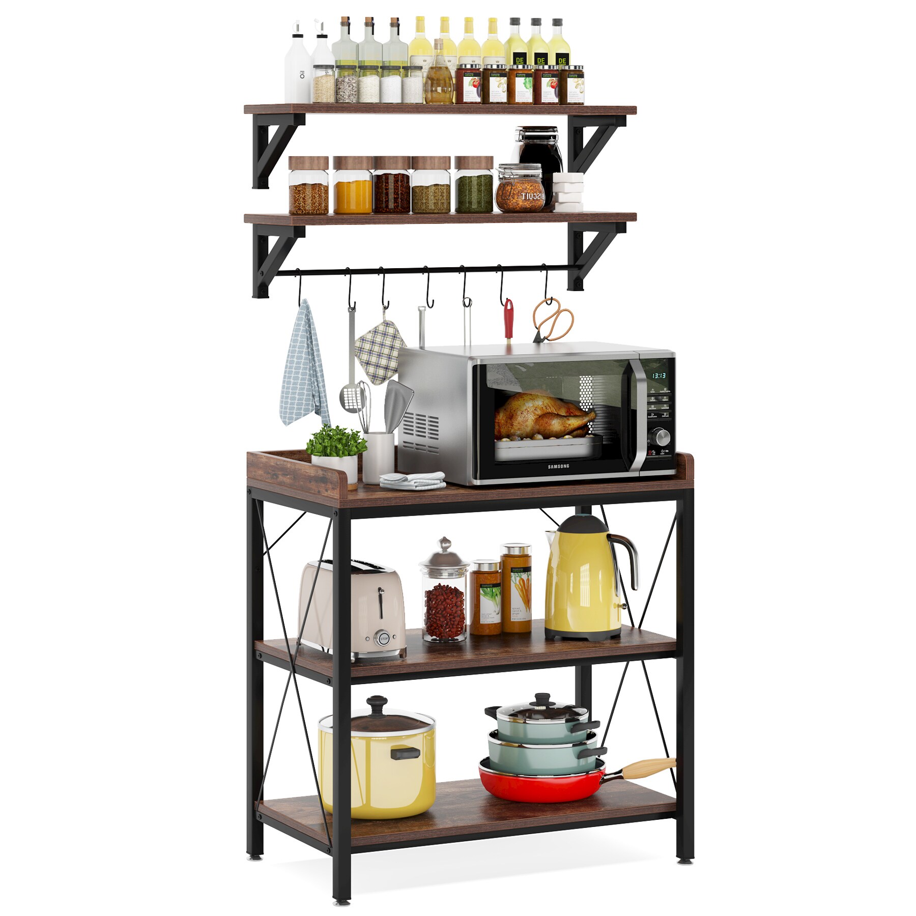 5 Tiers Kitchen Bakers Rack Microwave Oven Stand Storage Cart
