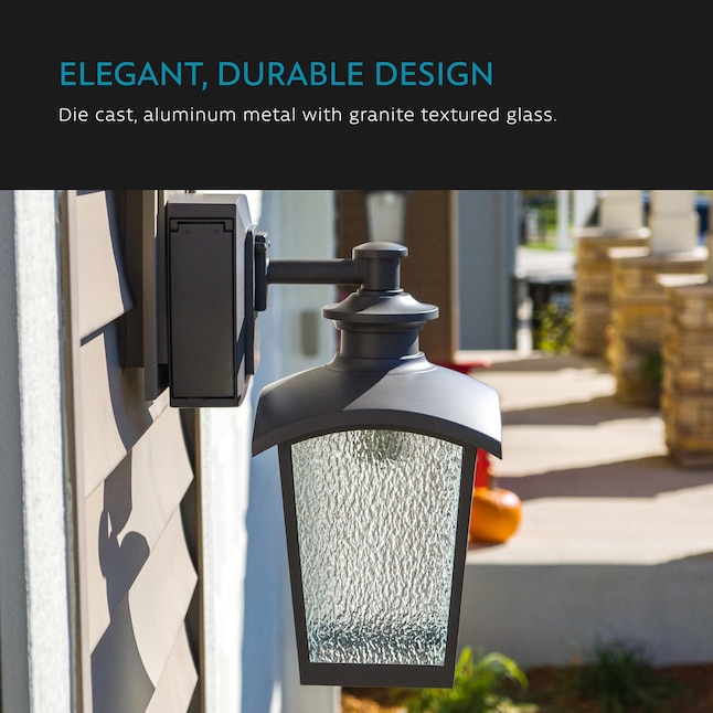 Home Luminaire 80694 Spence 1 Light Outdoor Wall Lantern With Seeded Glass And Built In Gfci Outlets Graphite