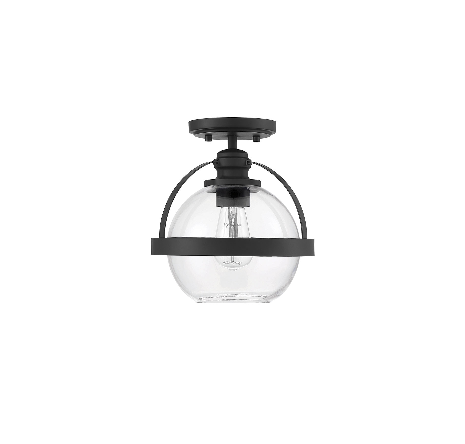 Matte Black Glass Semi-Flush Mount Ceiling Light