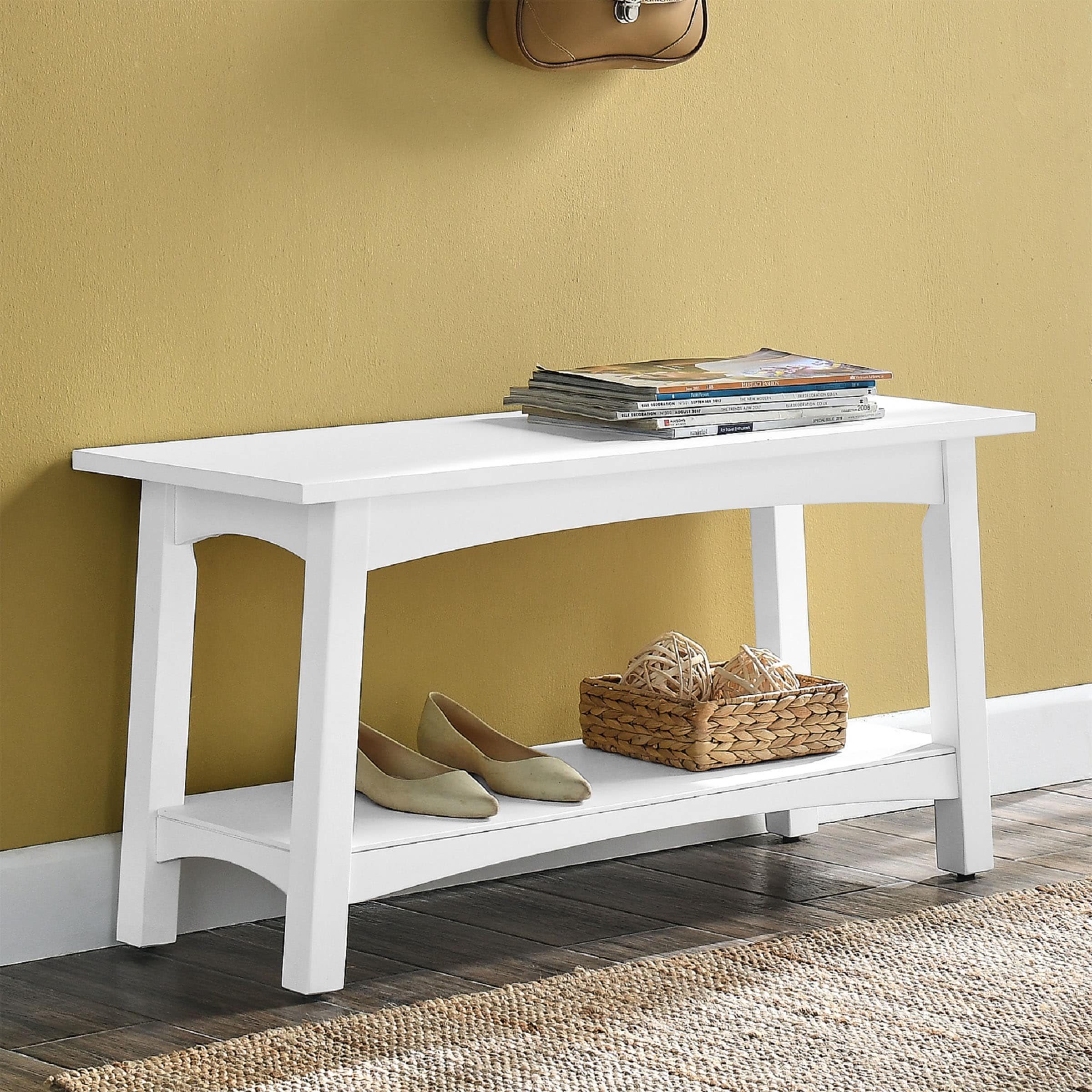 Alaterre Furniture ANCB03WH Craftsbury Casual White Accent Bench 36.00-in x 14.00-in x 18.00-in