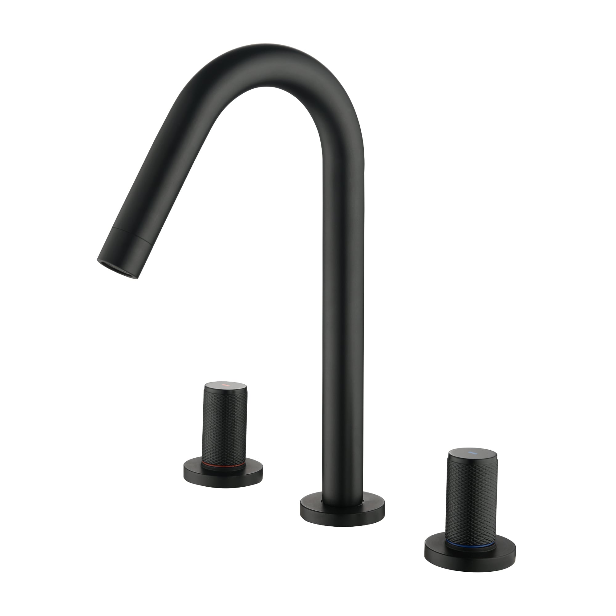 Mondawe MD1516B Matte Black Widespread 2-handle Low-arc Commercial/Residential Handle Bathroom Sink Faucet