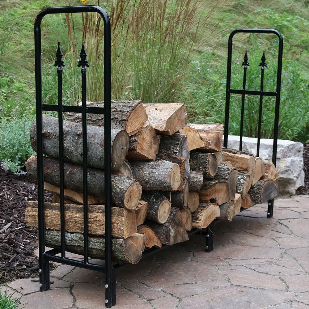 6' Sunnydaze Firewood Steel Log Holder Storage Holder with Waterproof Cover 