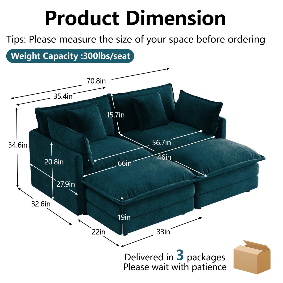 Coolbibila GORIS-SOFA-BLUE Sofas-Loveseats - View #3