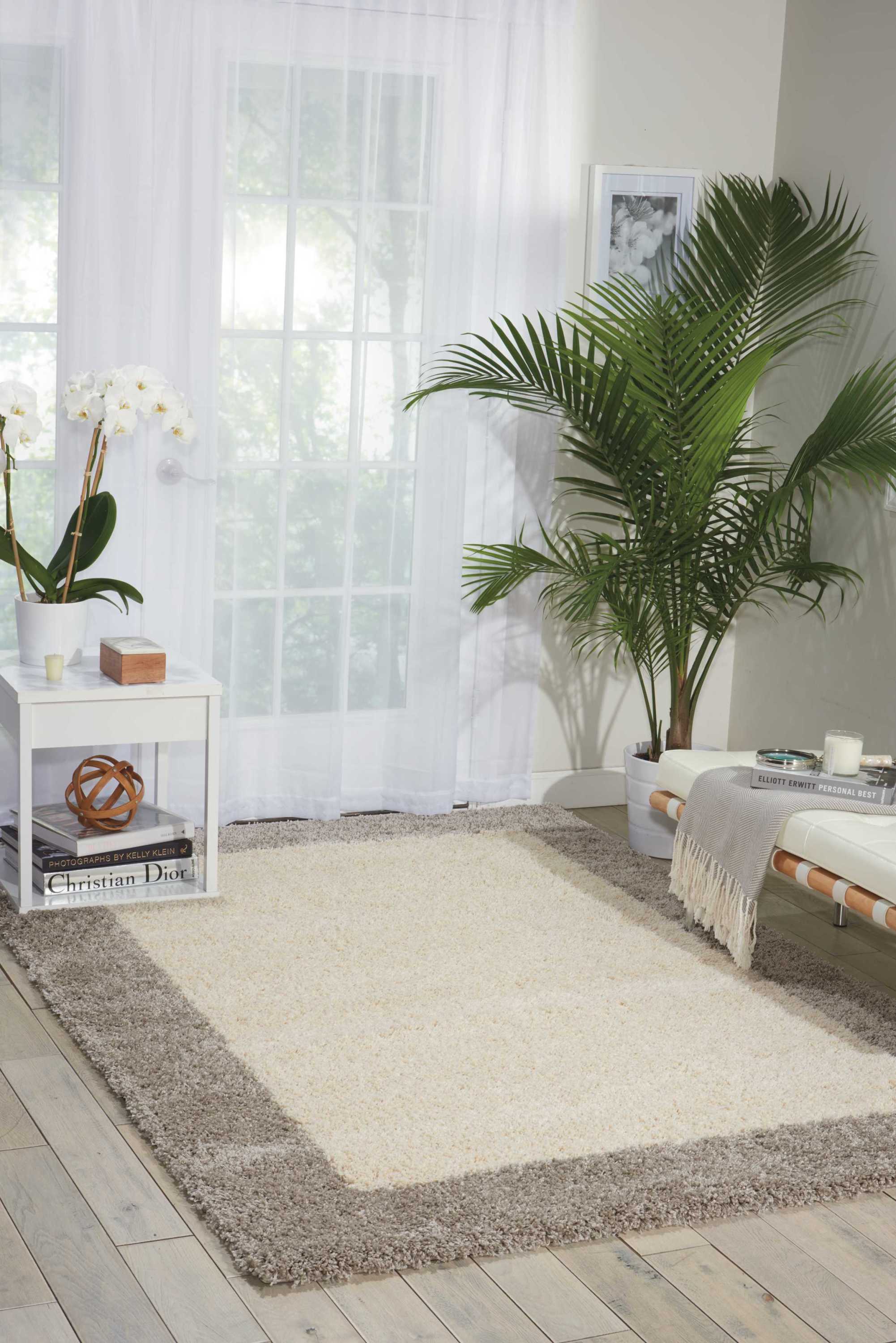 Nourison 35987 Amore 8 x 10 (ft) Polypropylene Ivory/Silver Rectangular Indoor Abstract Area rug