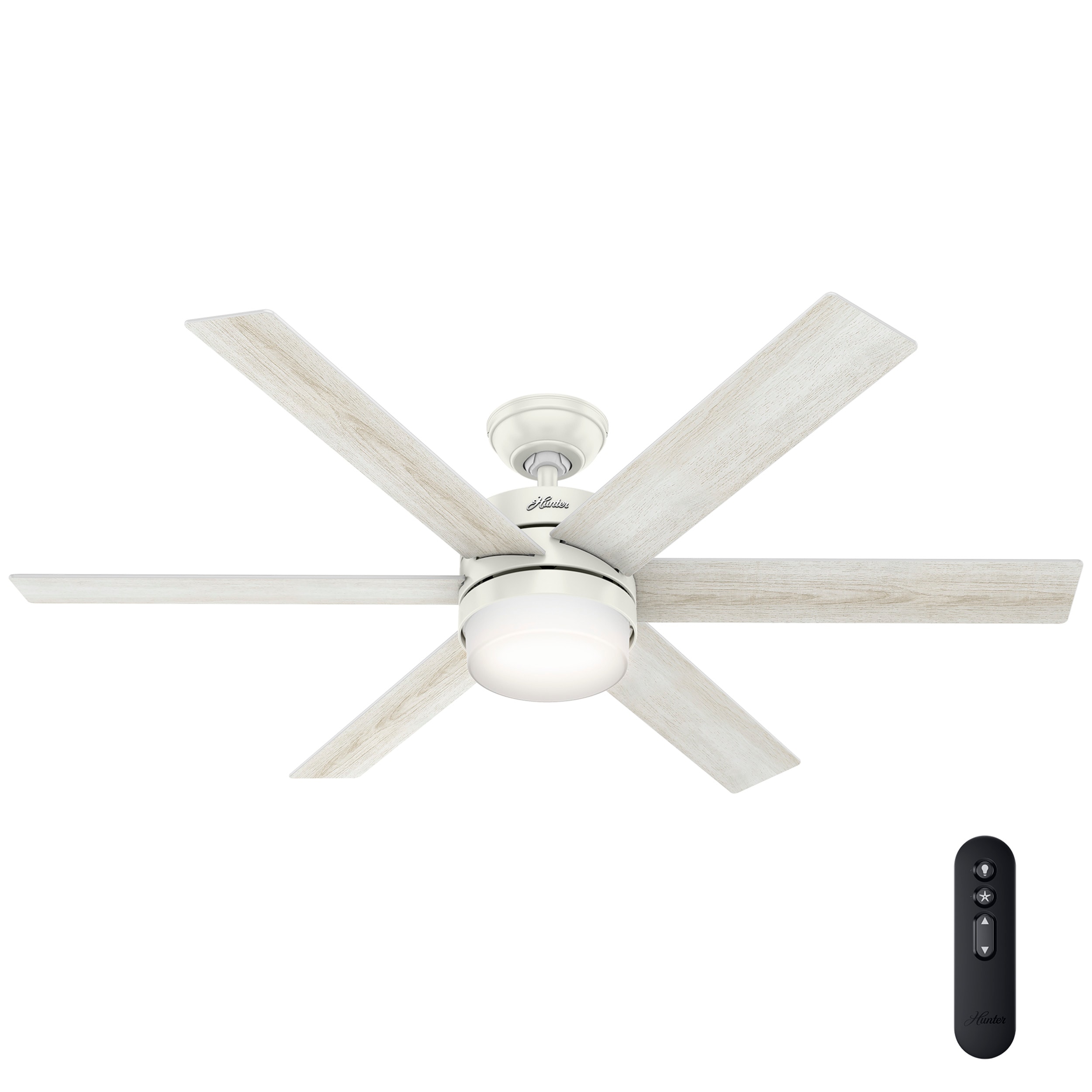 Hunter Kempton Park 54 In Fresh White Integrated Led Indoor Ceiling Fan With Light And Remote 6 Blade The Fans Department At Lowes Com