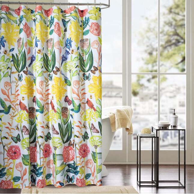 Fl Shower Curtain, Teal Yellow And Grey Shower Curtain