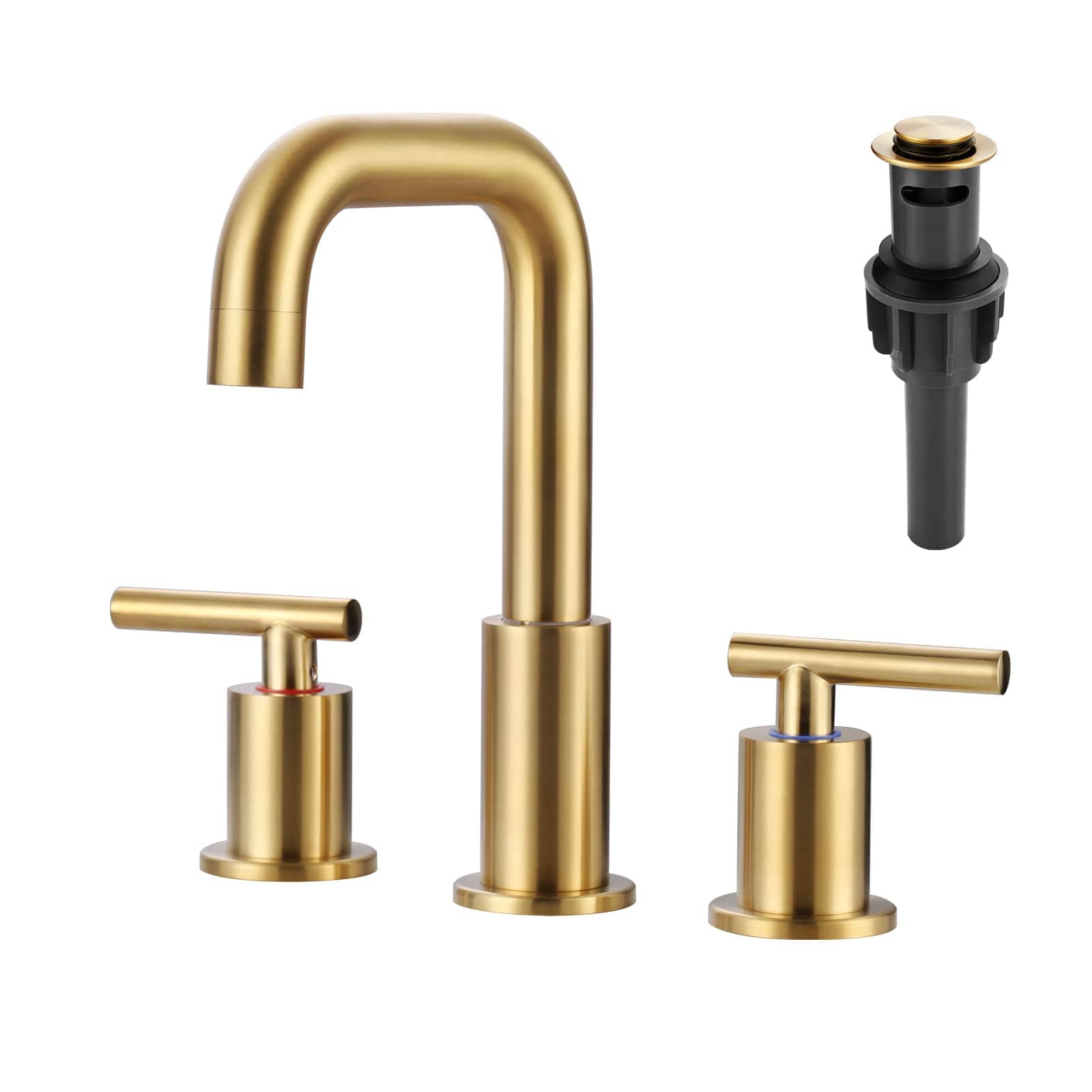 ALEASHA - 8-in Widespread Double Handle Bathroom Faucet with Pop Up Drain and cUPC Certified Supp...