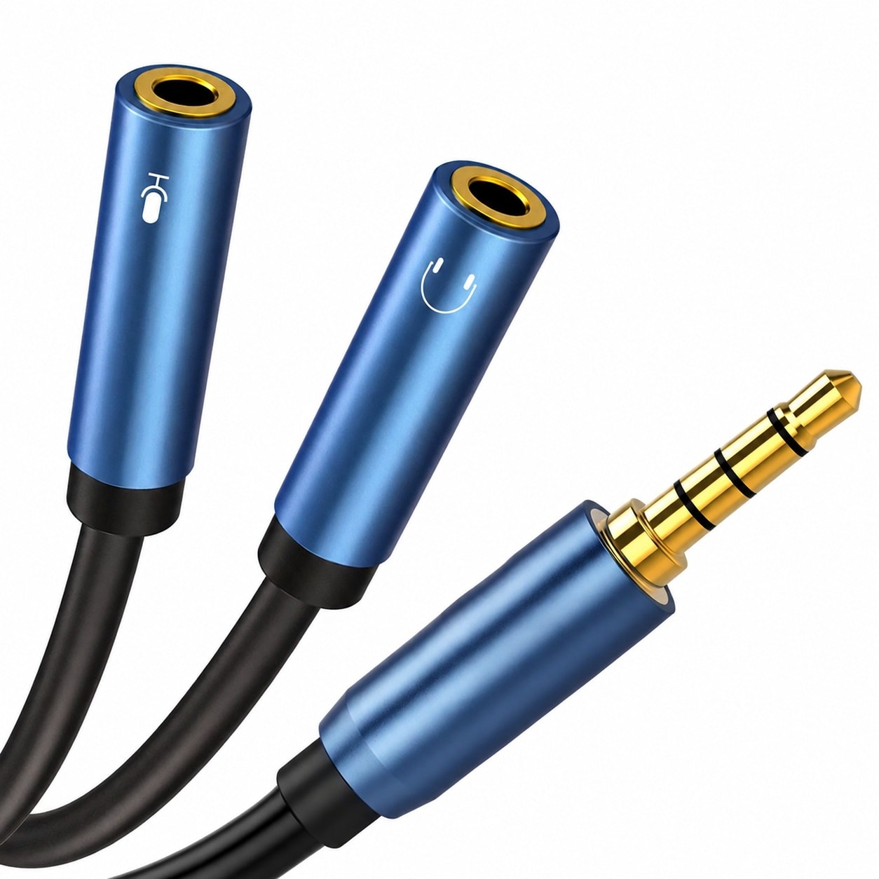 Etokfoks 3 5mm CTIA stereo audio mic splitter 30cm 12 in 2 TRS female to 1 TRRS male adapter for dual plug game headsets #LETC9KNX6