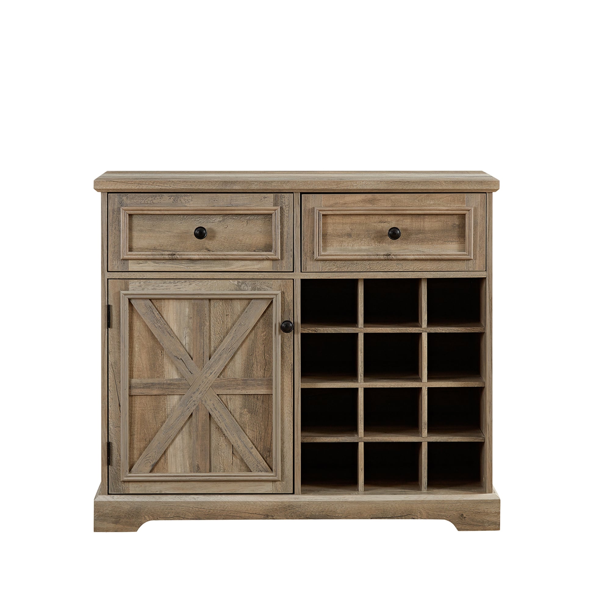 SINOFURN SYC500016GY Rustic Gray Wash Reclaimed wood Sideboard with Wine Storage