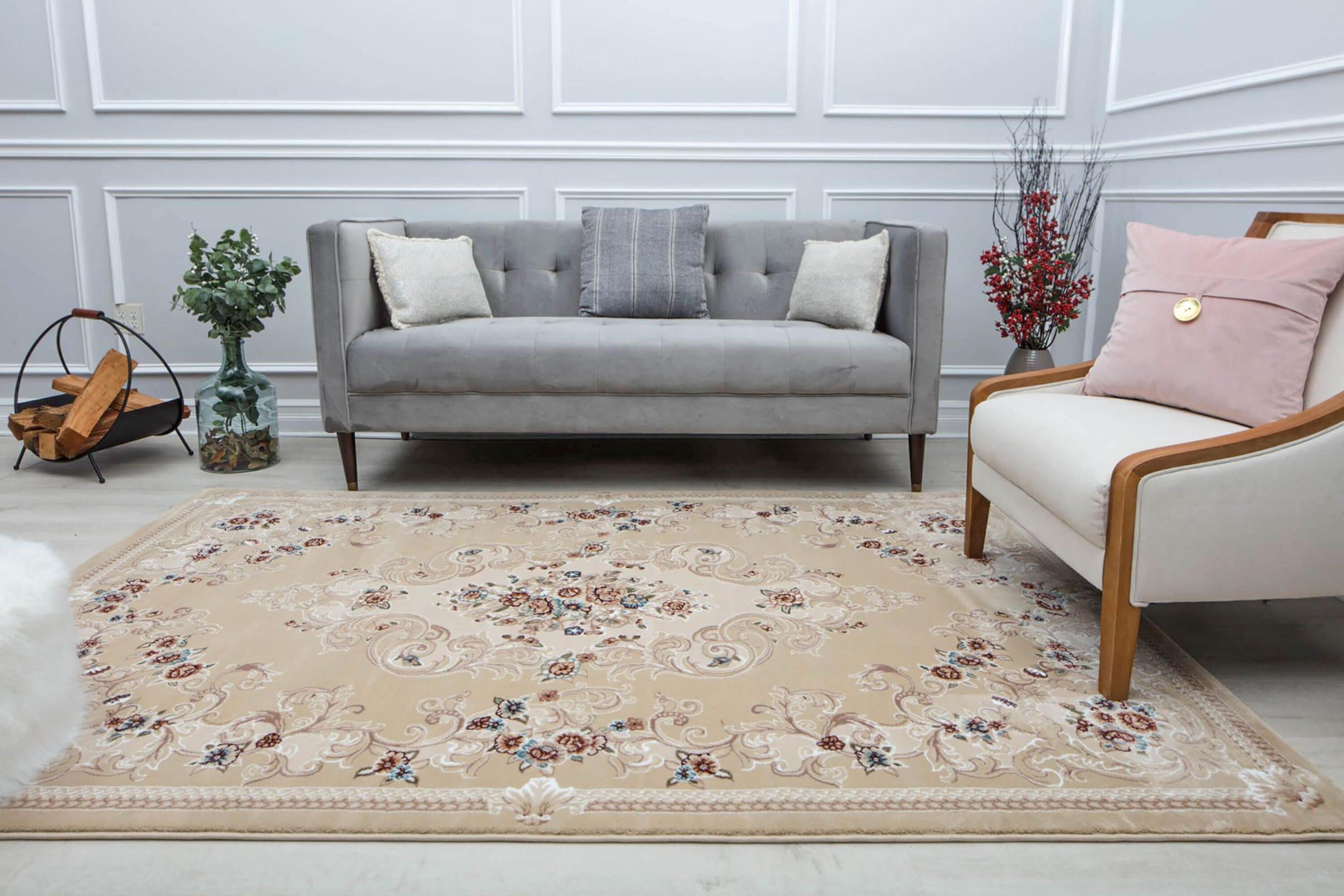 Reversible Round Blue Synthetic 60" Stain-Resistant Area Rug