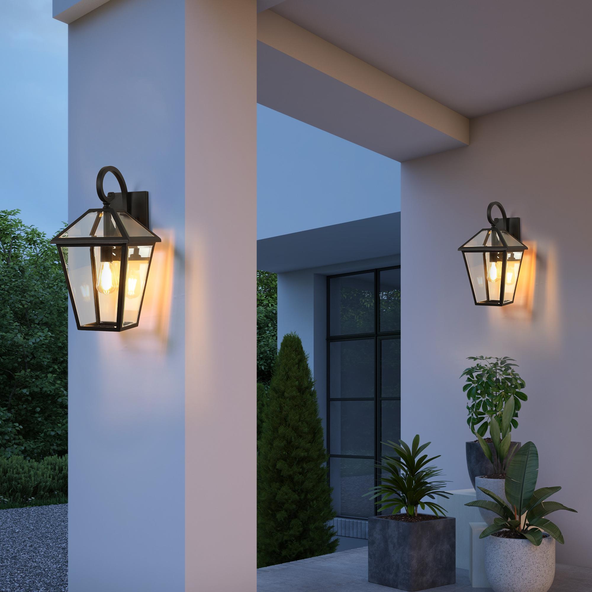 Bayfeve Set of 2 Black Farmhouse Outdoor Wall Lantern (Bulb Not Included)
