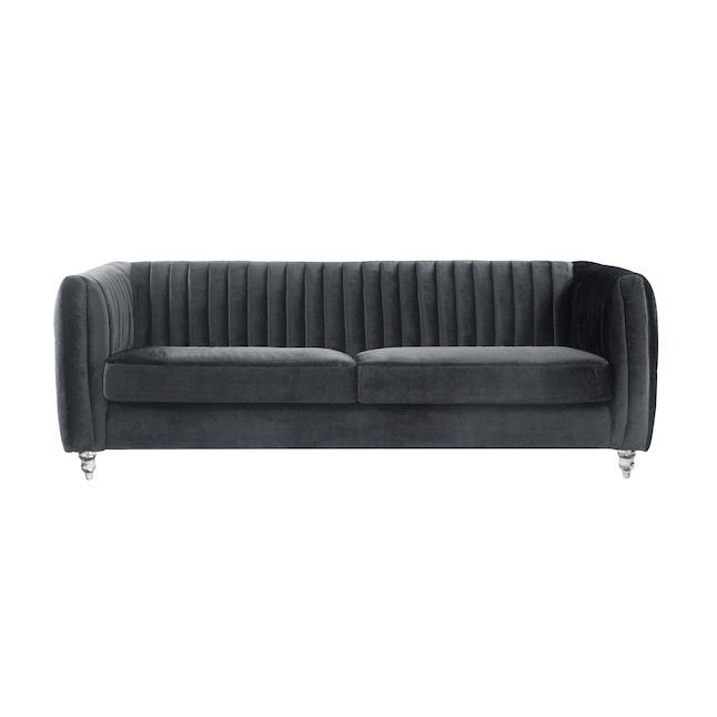 Design Kent Modern Grey Velvet Sofa, Contemporary Grey Velvet Sofa