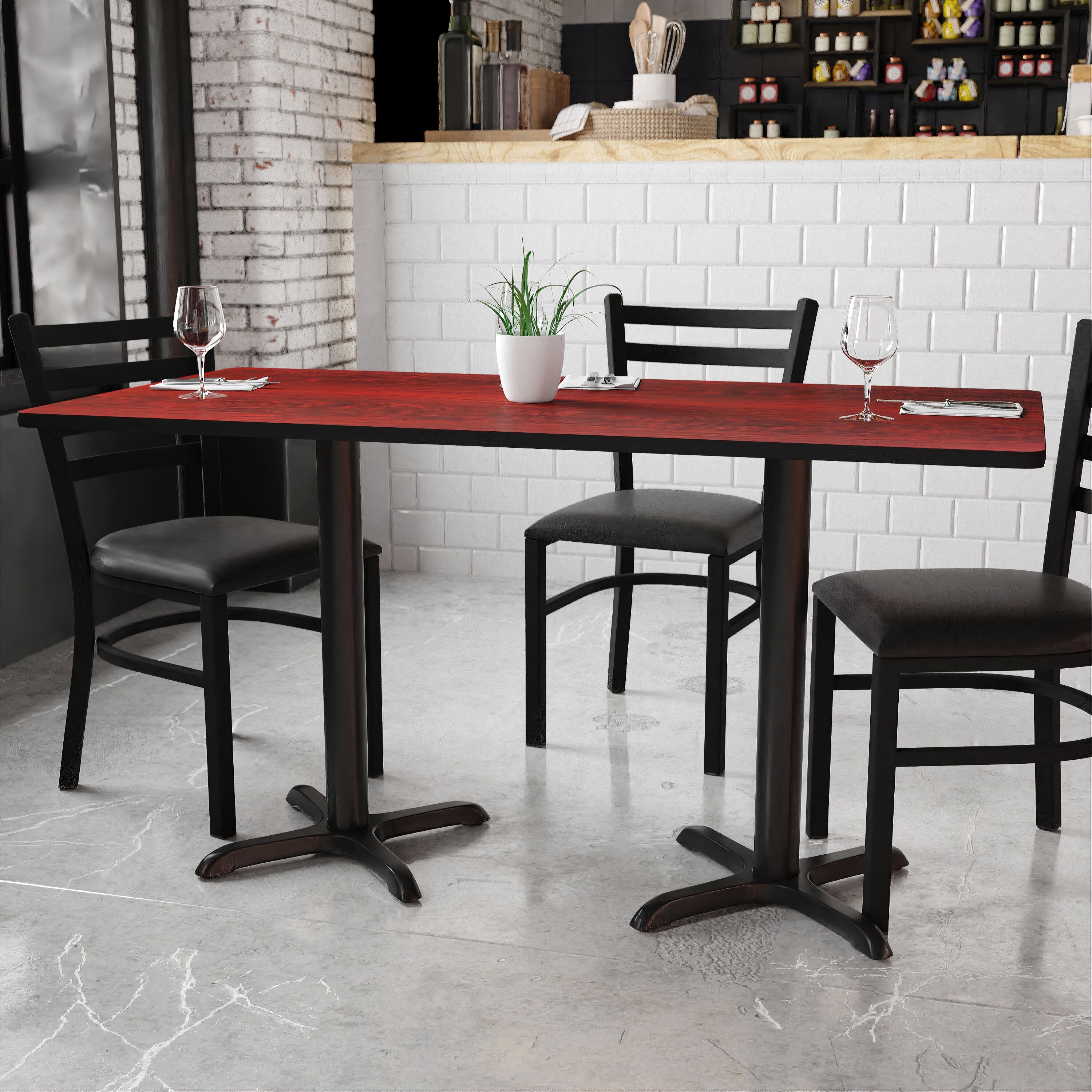 Flash Furniture 889142006473 Mahogany Contemporary/Modern Dining Table, Wood veneer with Black Metal 60-Inches L x 31.13-Inches H