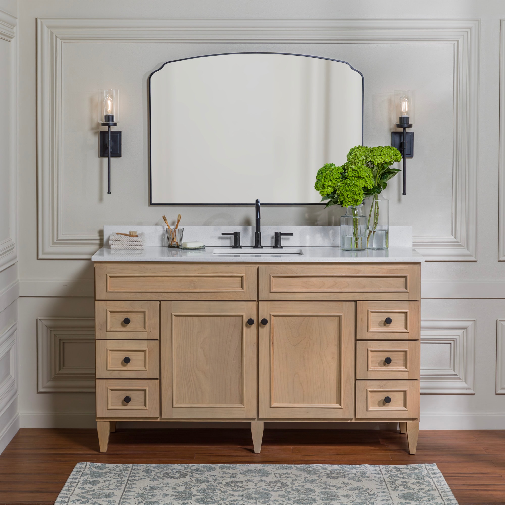 Diamond Braetyn 60-in Cashew Brown Undermount Single Sink Bathroom Vanity with White Ice Quartz Top (Fully Assembled)