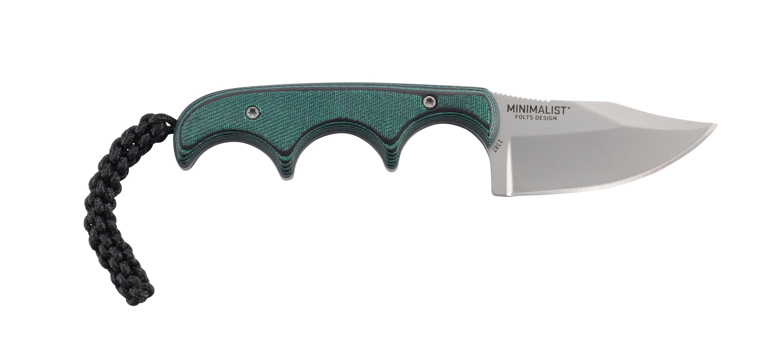 CRKT Minimalist Katana Fixed Blade Neck Knife Green Resin Infused Fiber  Scales w/ Katana Plain Edge