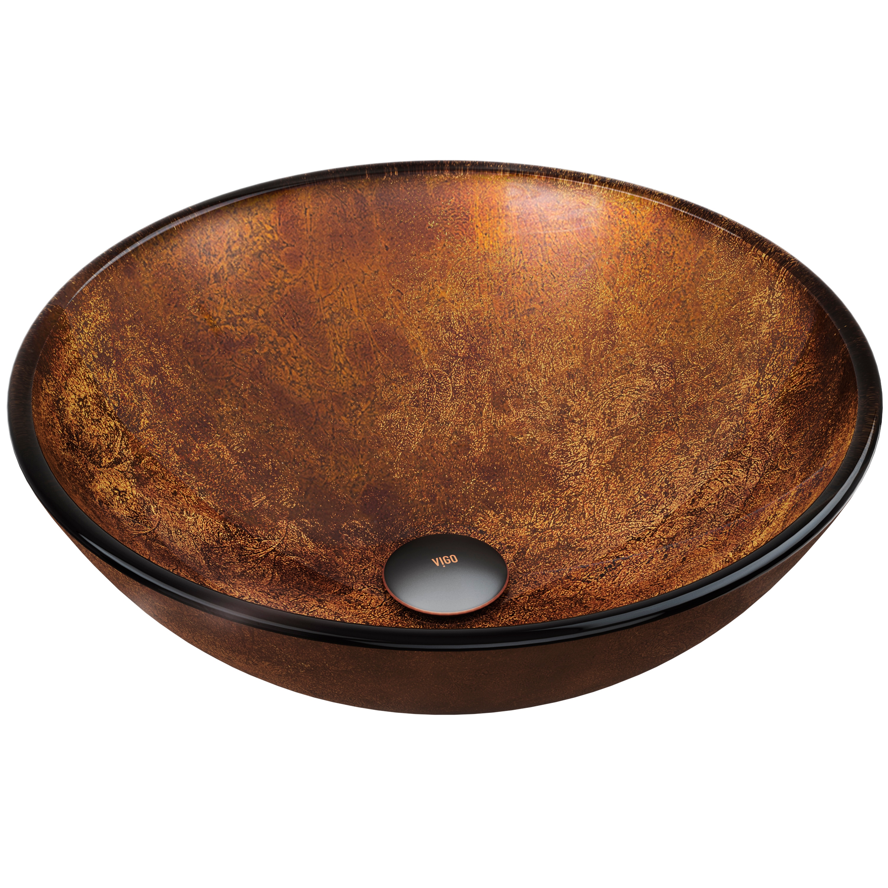 VIGO Russet Glass Vessel Round Modern Gold and Brown Fusion Bathroom ...