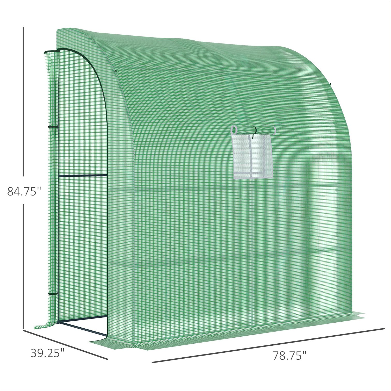 SunJet Steel-Framed Lean-To Greenhouse with PE Cover Green Finish Walk ...