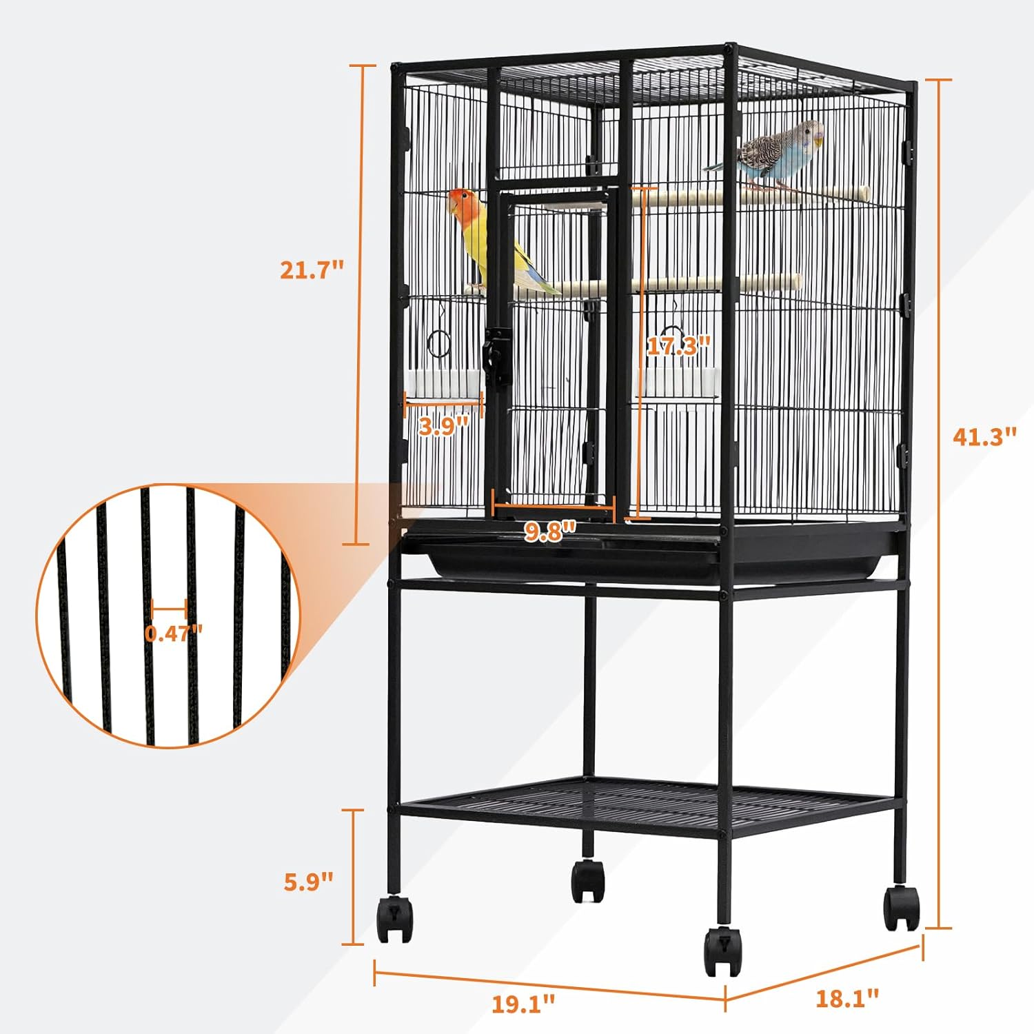 Garvee Large Bird Cage 405in H Big Bird Cage with Stand for Parakeets ...