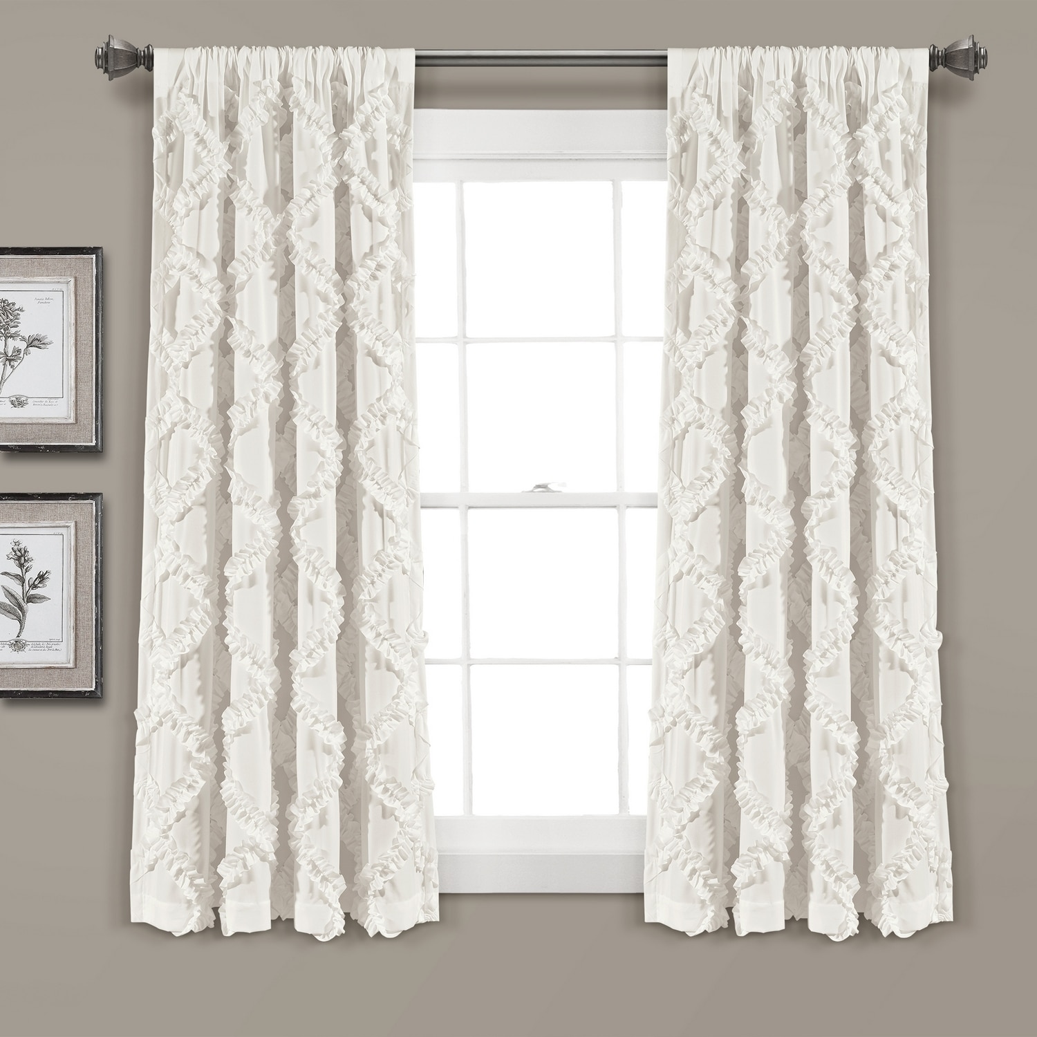 Lush Decor 16T006227 63-Inches White Rod pocket Curtain panel pair