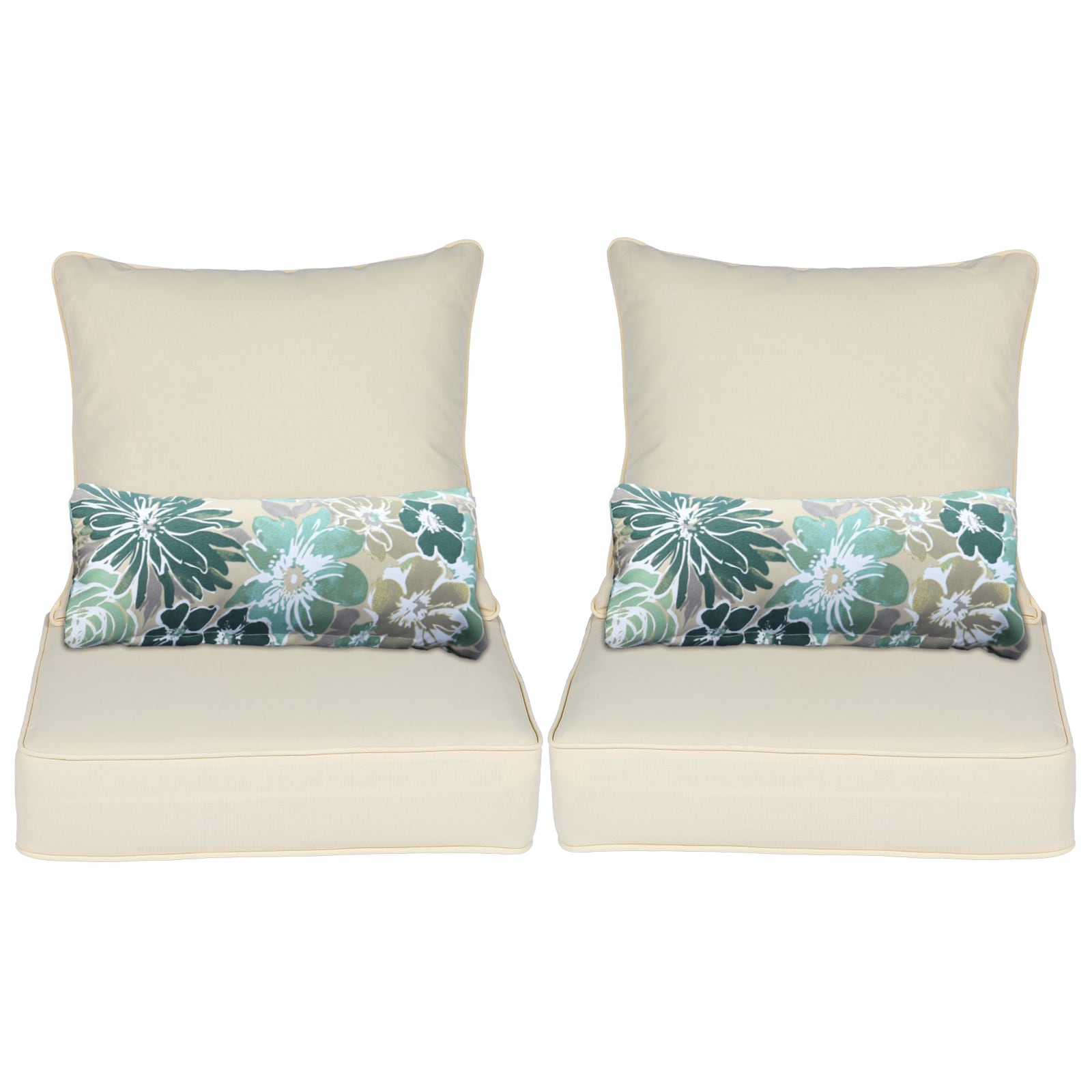 Aoodor A059-PLNLN Patio Chair Cushion Set 24-in x 24-in 6 -Piece Beige Deep seat patio chair cushion