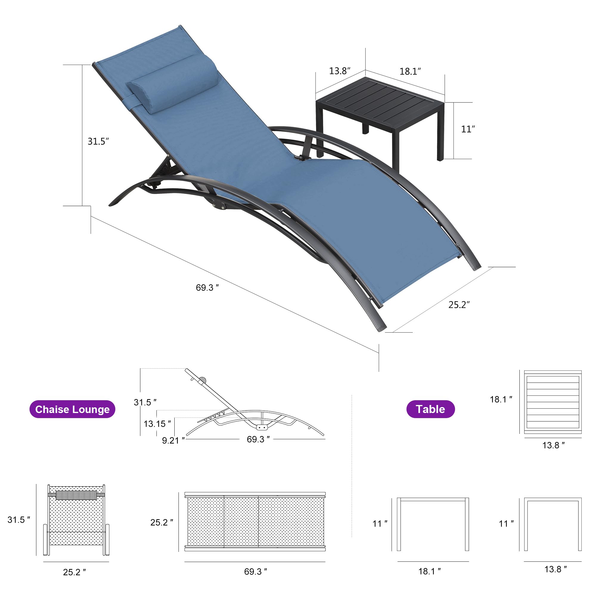 PURPLE LEAF LSMCLS01-IG-4PC Patio-Chairs - View #8