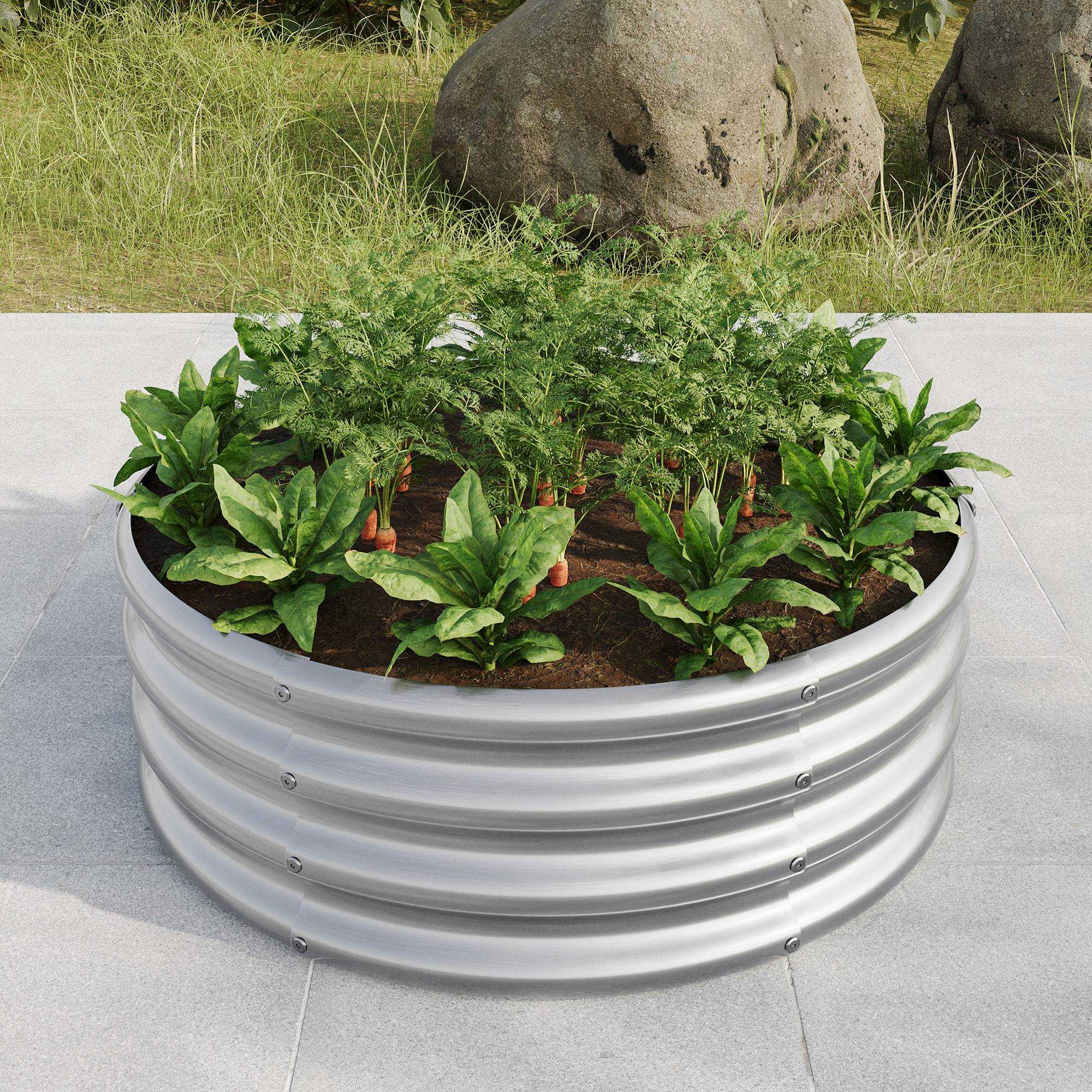Yiekholo LL-1619AA 32-in W x 32-in L x 11.42-in H Silver Metal Raised Garden Bed