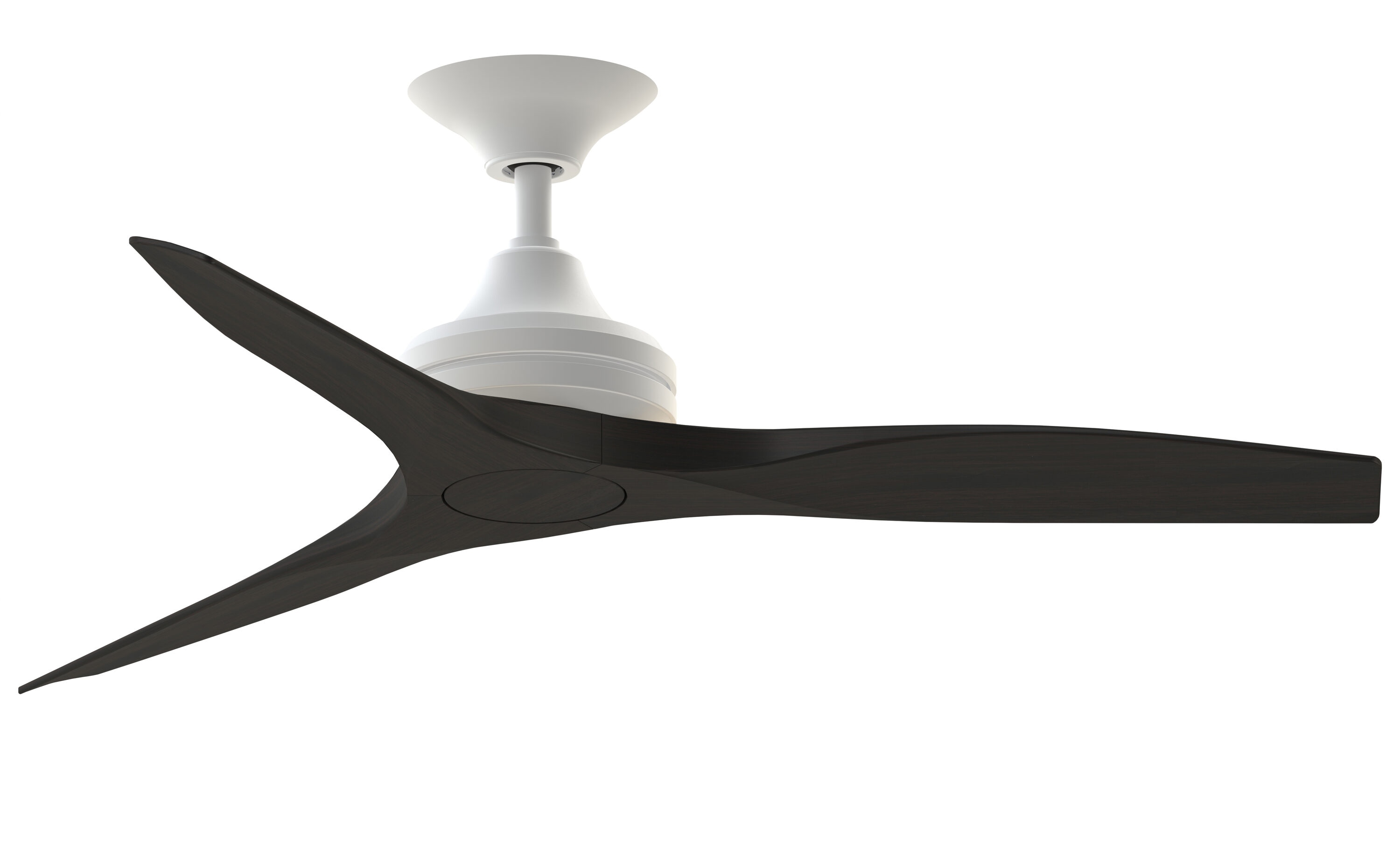 Fanimation FP6721BMW-48DWA Spitfire 48-in Matte White with Dark Walnut Blades Indoor/Outdoor Propeller Ceiling Fan Light Kit Compatible and Remote (3-Blade)