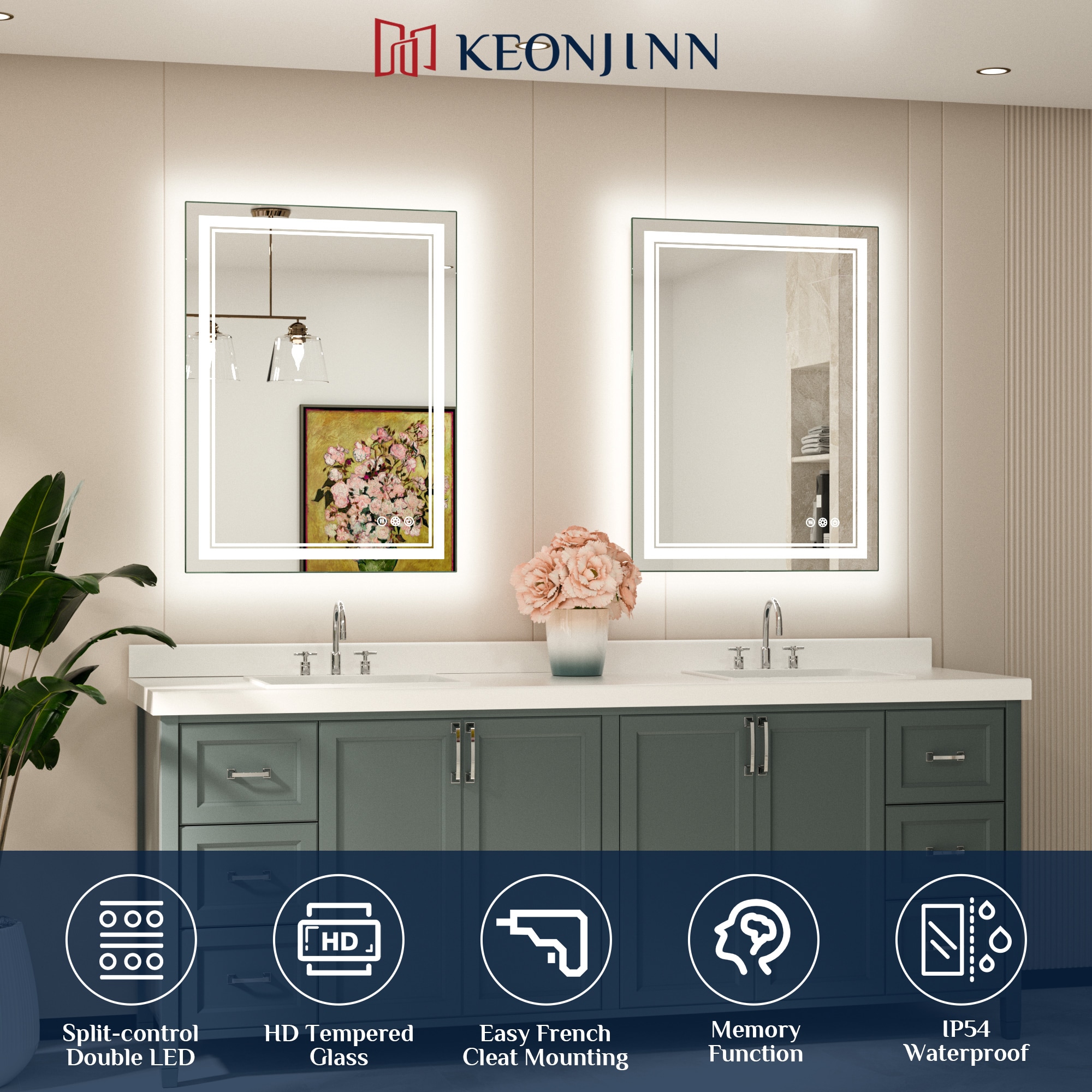 Keonjinn LW-JZ-ZBGSSW-121101 Framed-Bath-Mirrors - View #4