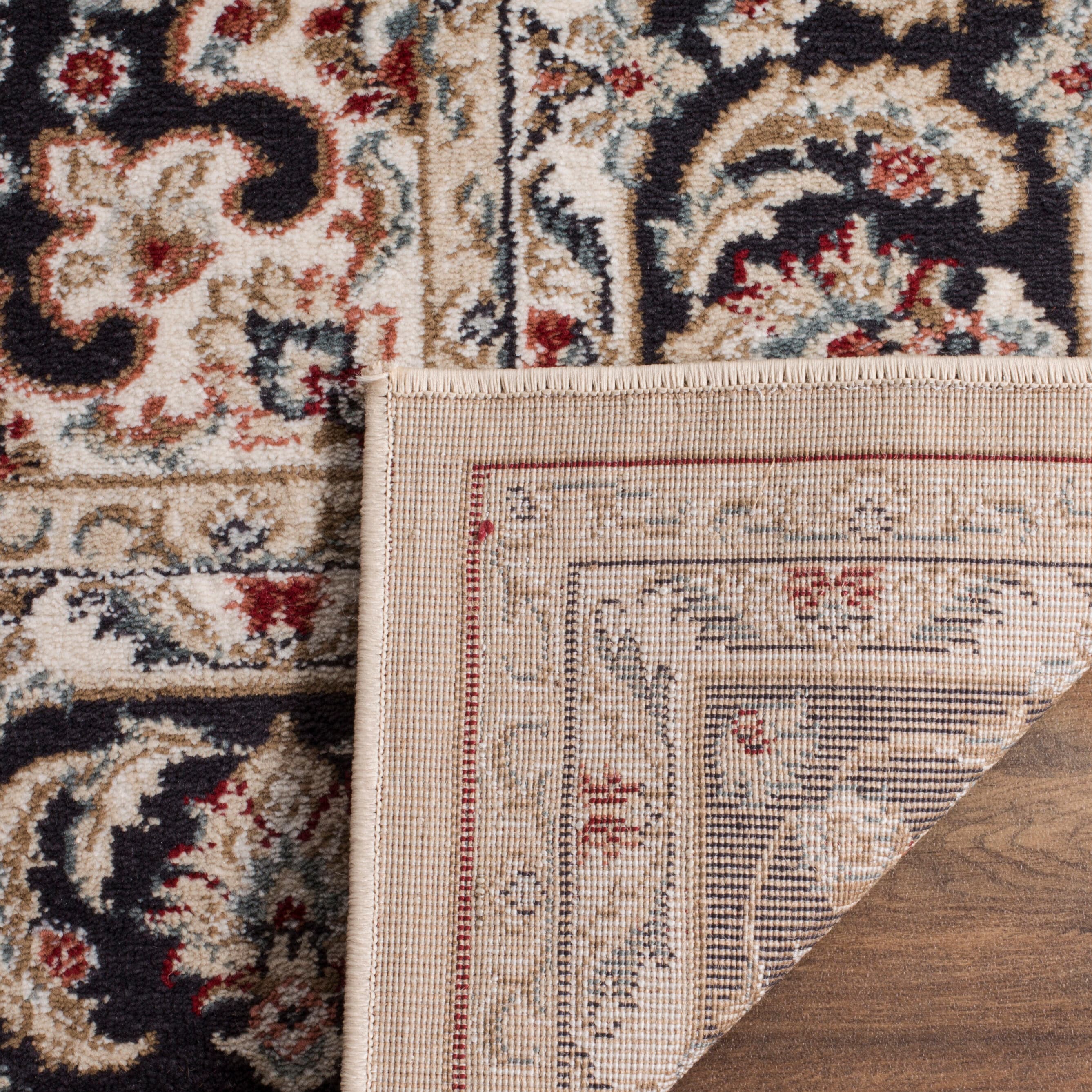 Traditional Gray and Cream Floral Border Area Rug