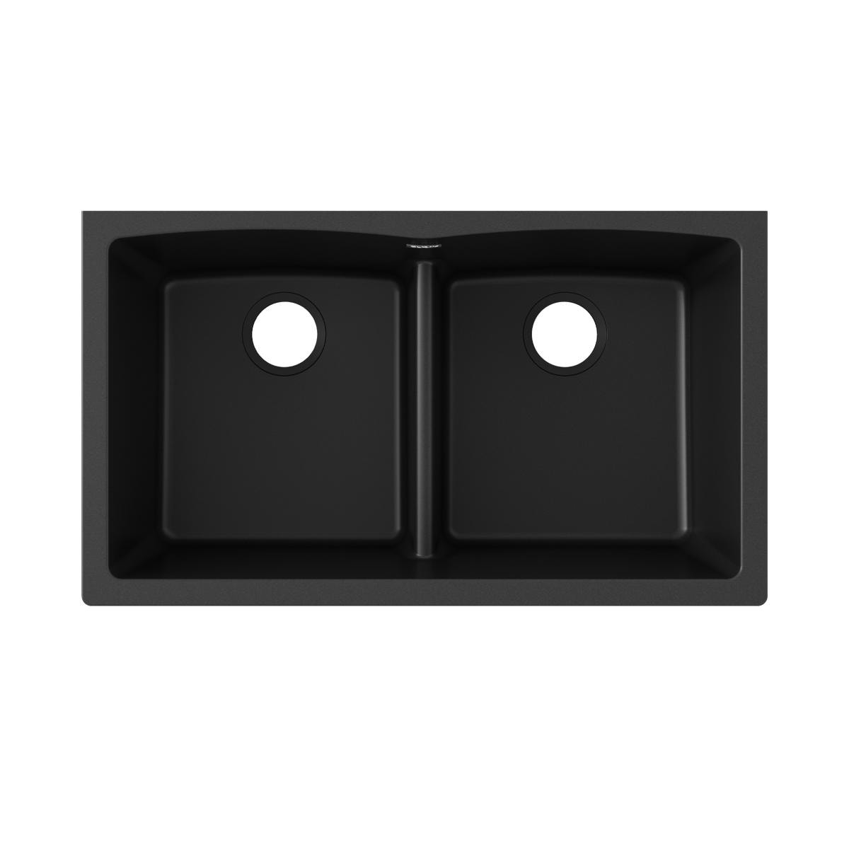 Black Quartz Double Bowl Undermount Kitchen Sink